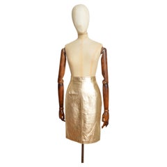 A/W 1994 - 1995 Gianni Versace Pale Gold Leather Pencil Skirt