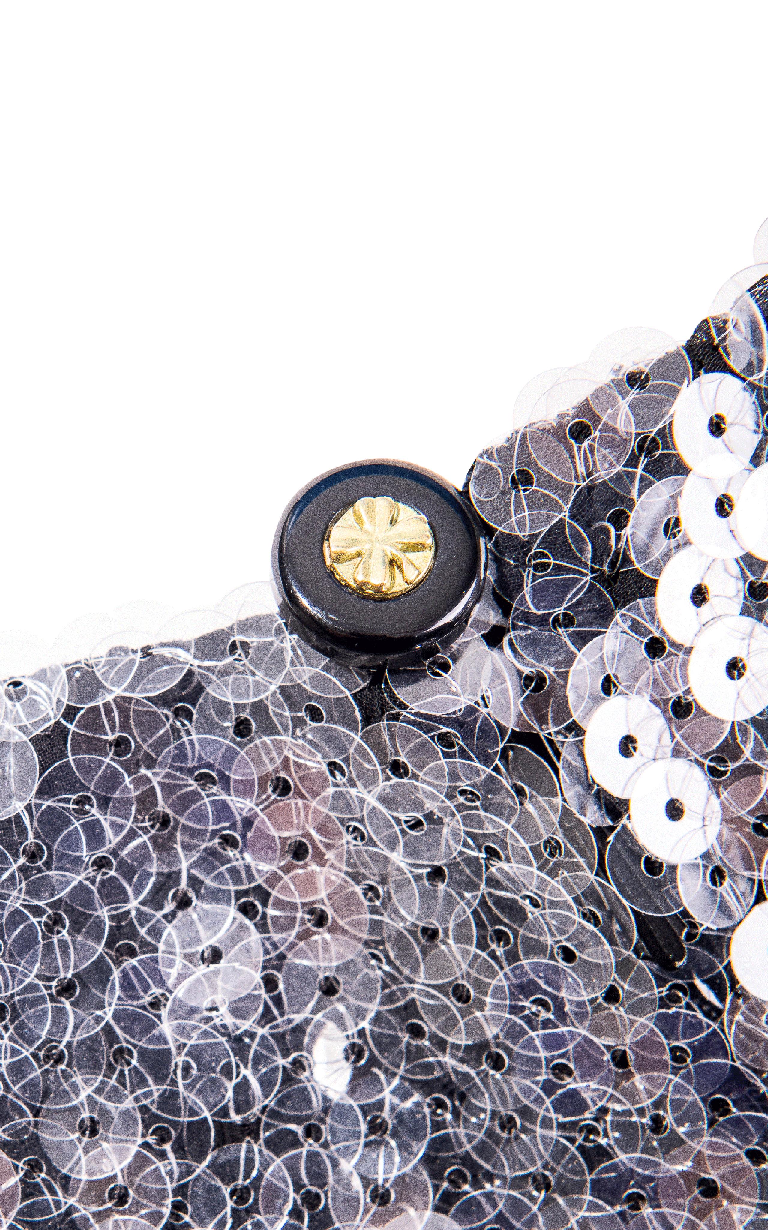 A/W 1994 Chanel Sequin Dress with Iridescent Camellia Brooch 2