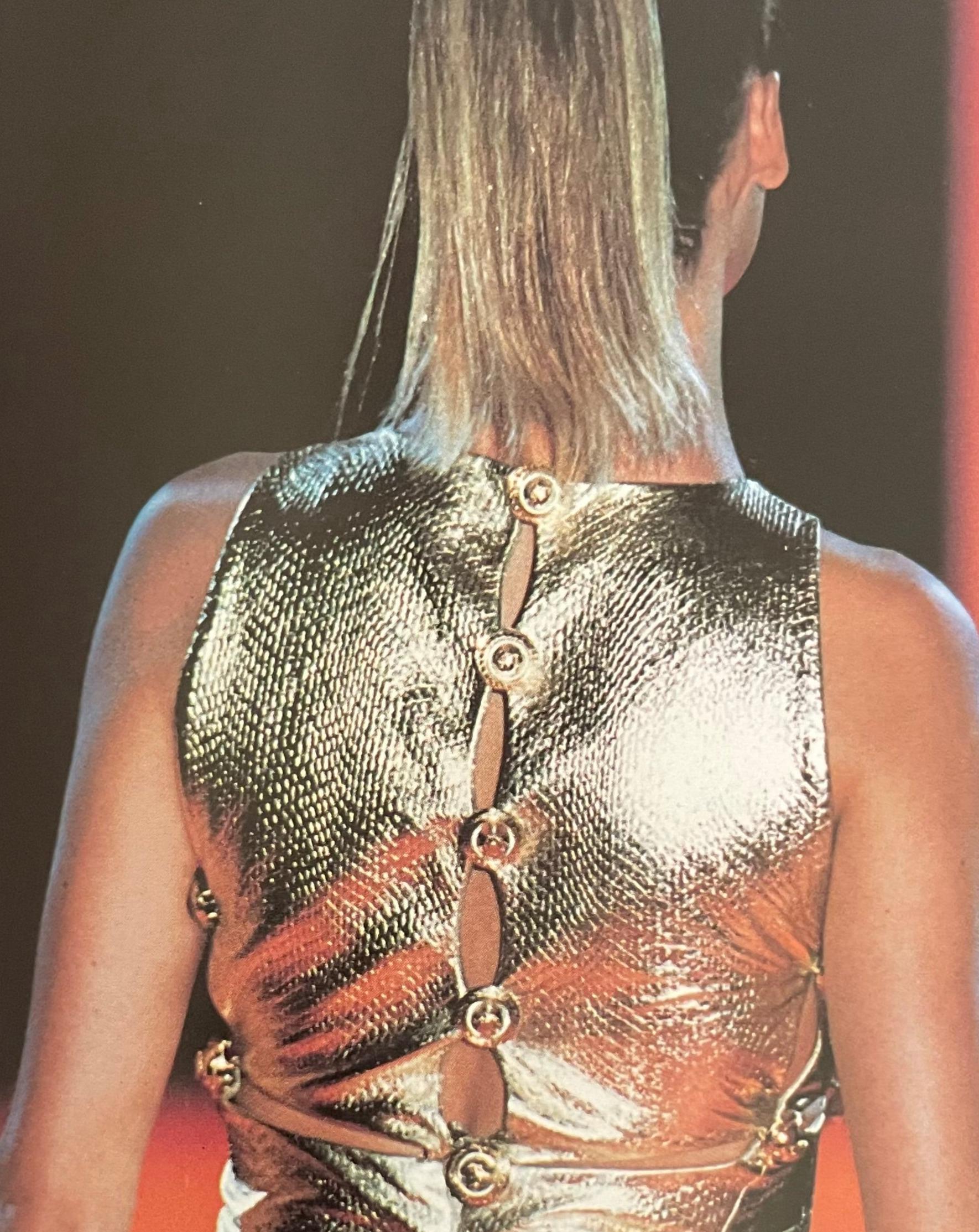 A/W 1994 Gianni Versace Metallic Gold Cutout Mini Dress For Sale 1