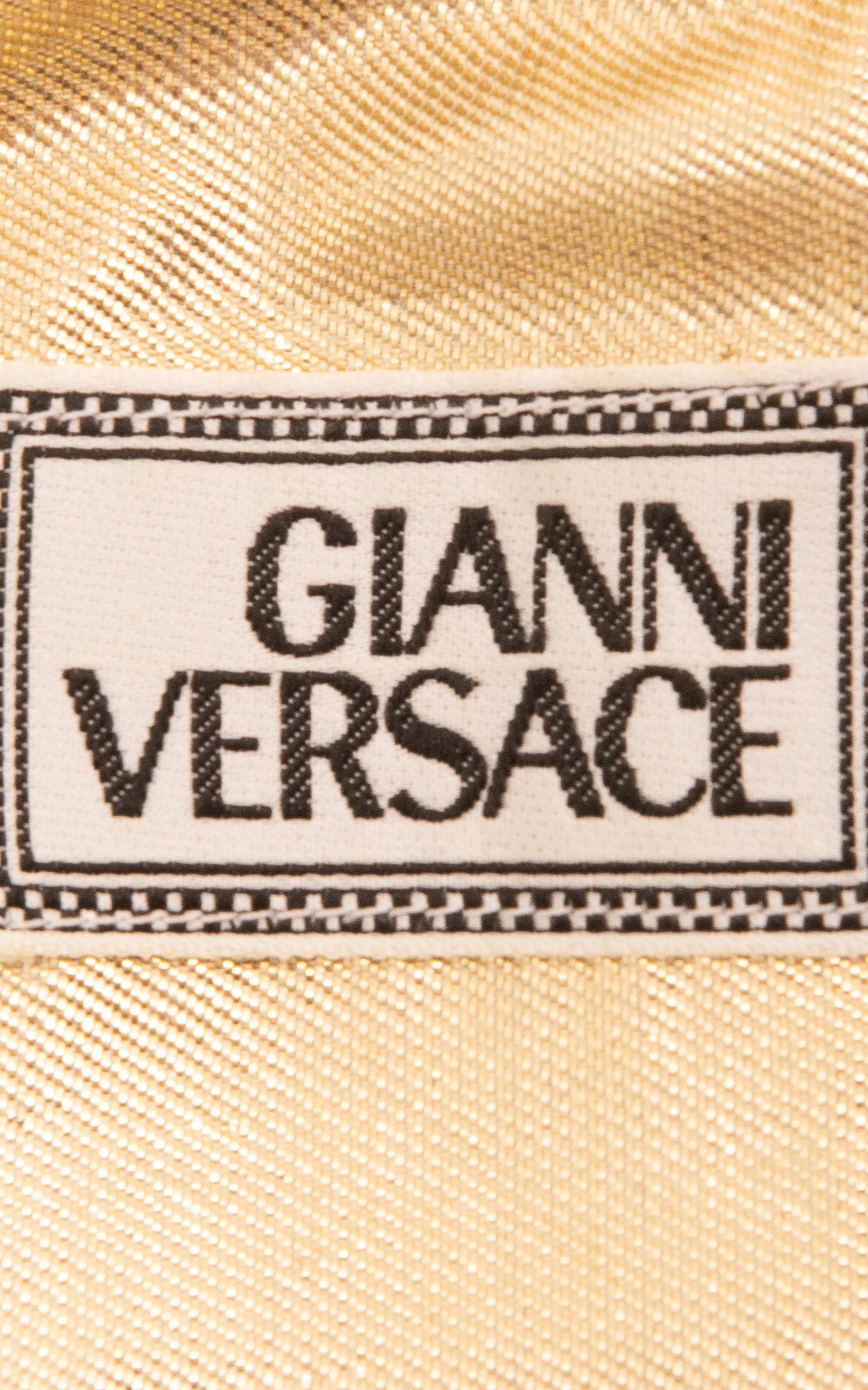 A/W 1994 Gianni Versace Metallic Gold Cutout Mini Dress For Sale 3