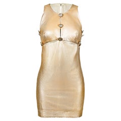 A/W 1994 Gianni Versace Metallic Gold Cutout Mini Dress