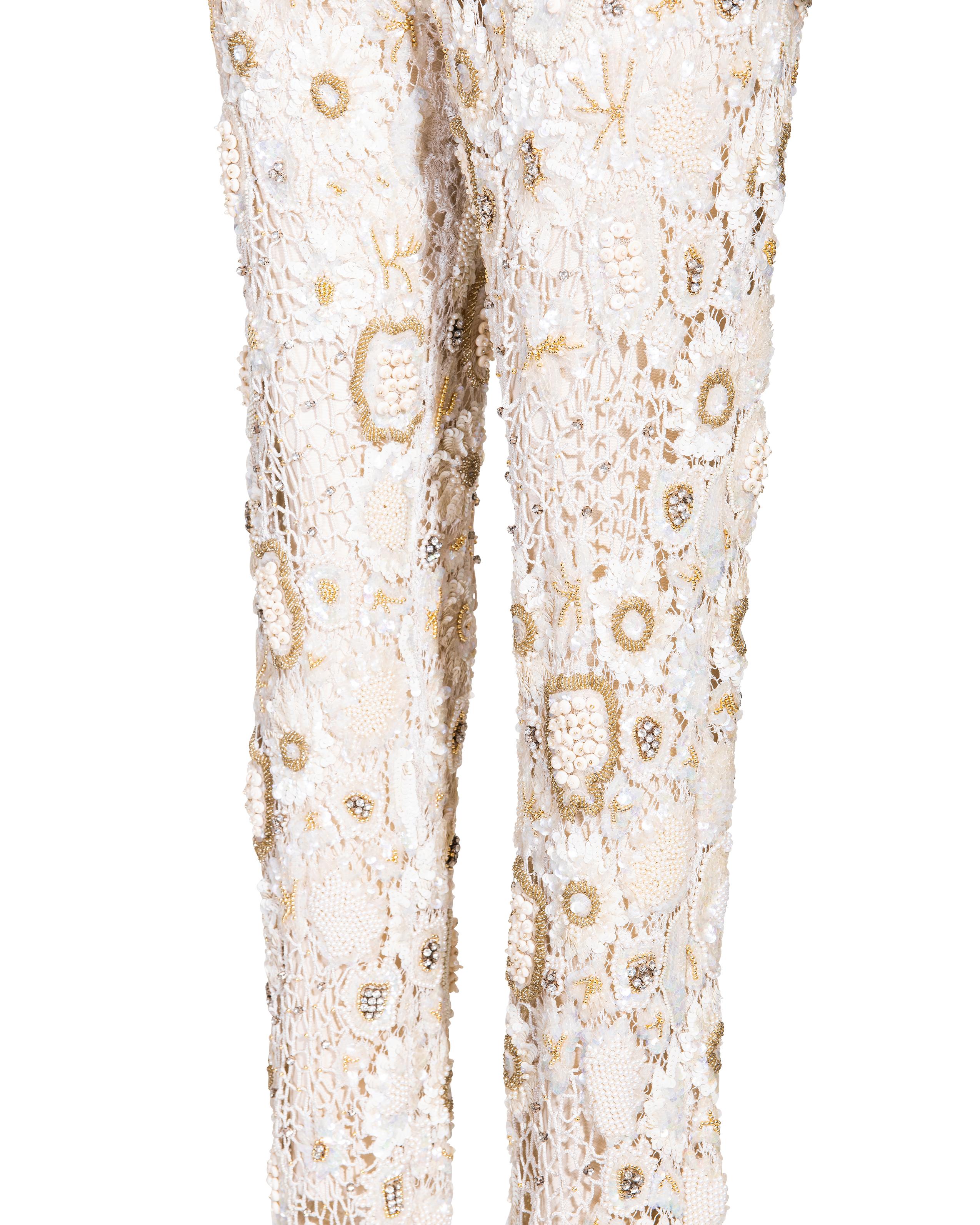 A/W 1994 Louis Feraud Haute Couture Embellished Embroidered Floral Jumpsuit For Sale 9