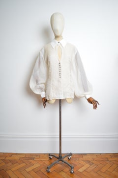 A/W 1995 1996 Christian Dior by Gianfranco Ferré Sheer White Ballon Sleeve Shirt