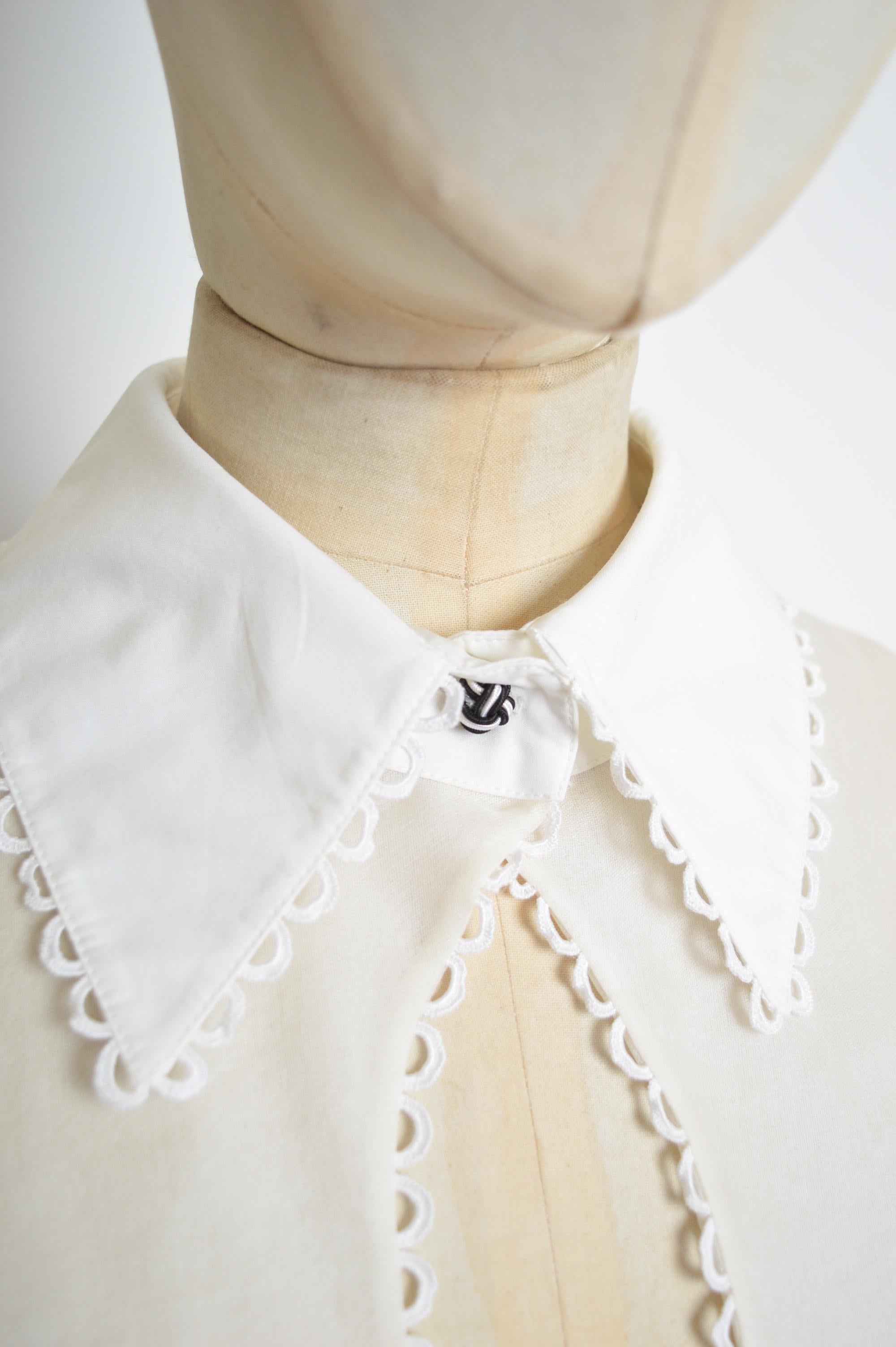 A/W 1995 1996 Christian Dior by Gianfranco Ferré Sheer White Ballon Sleeve Shirt For Sale 1