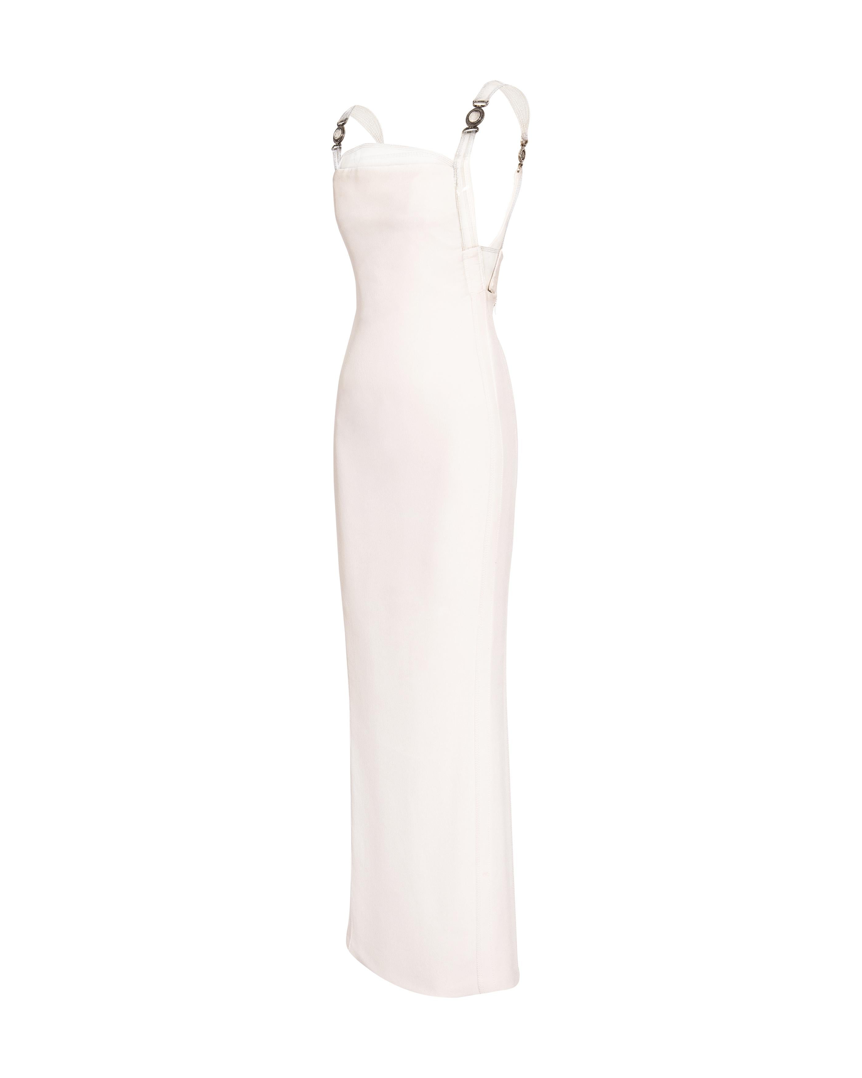 White A/W 1995 Atelier Versace Haute Couture Ecru Silk and Vinyl Gown