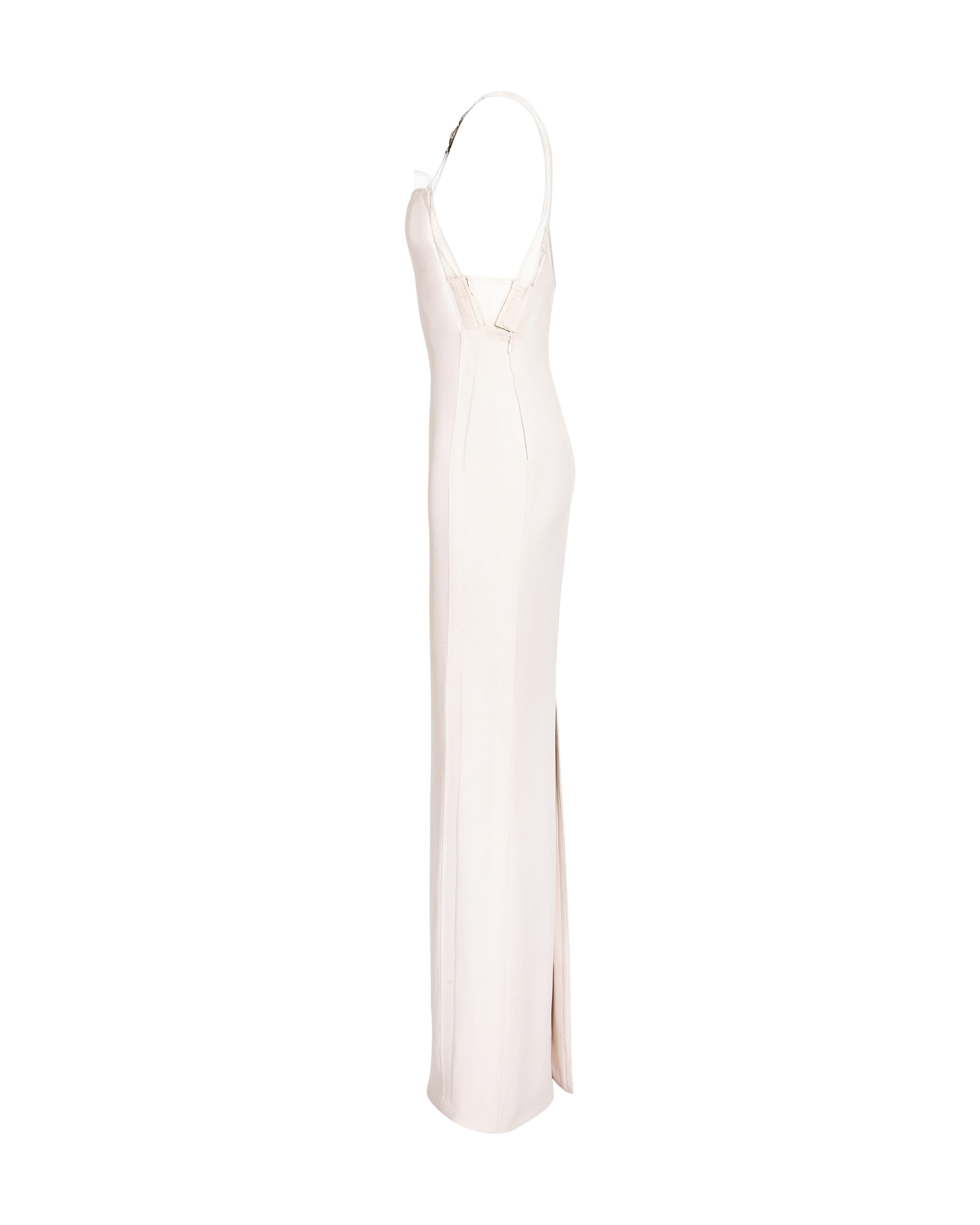 A/W 1995 Atelier Versace Haute Couture Ecru Silk and Vinyl Gown In Good Condition In North Hollywood, CA
