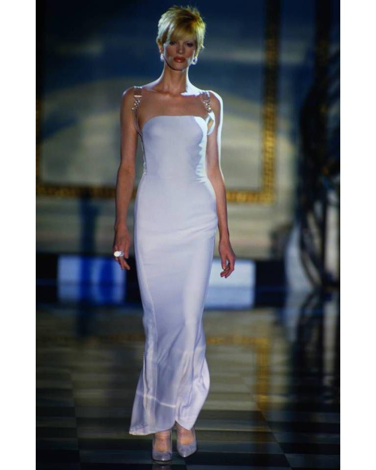A/W 1995 Atelier Versace Haute Couture Ecru Silk and Vinyl Gown 4