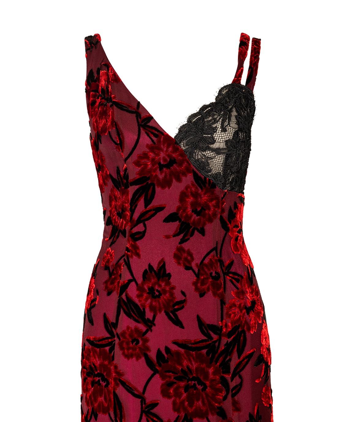 A/W 1995 Christian LaCroix Red Silk Devoré Gown 2