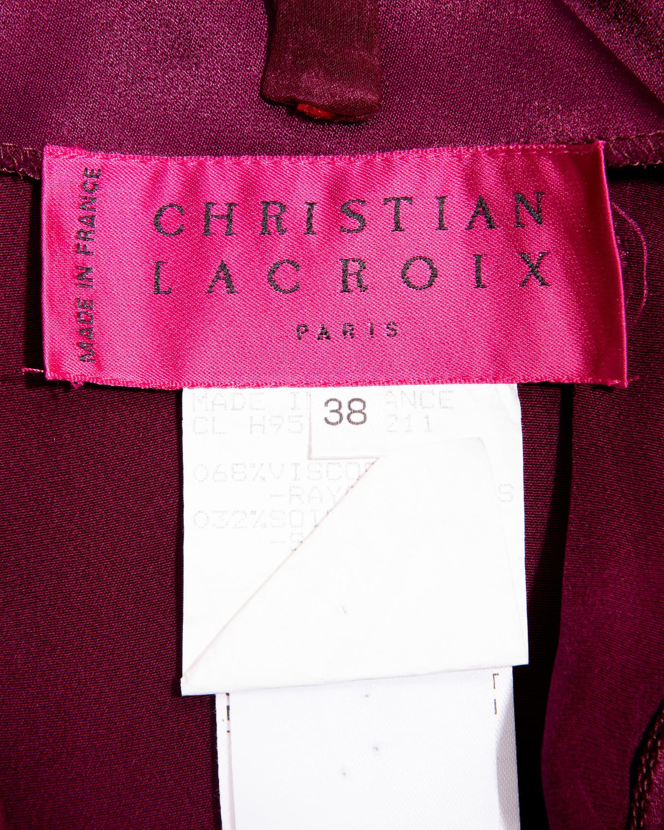 A/W 1995 Christian LaCroix Red Silk Devoré Gown 3