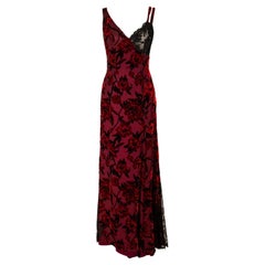 A/W 1995 Christian LaCroix Red Silk Devoré Gown