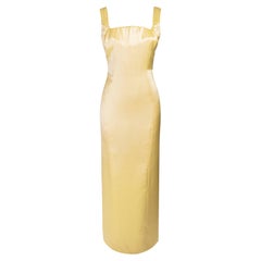 Vintage A/W 1995 Gianni Versace Yellow Silk Gown with Curved Bust