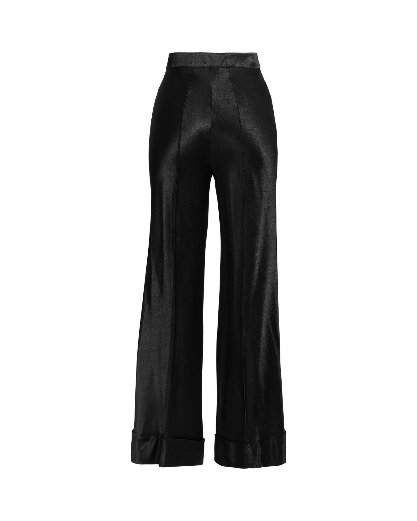 A/W 1995 John Galliano Black Silk Cuffed Trousers In Good Condition For Sale In North Hollywood, CA