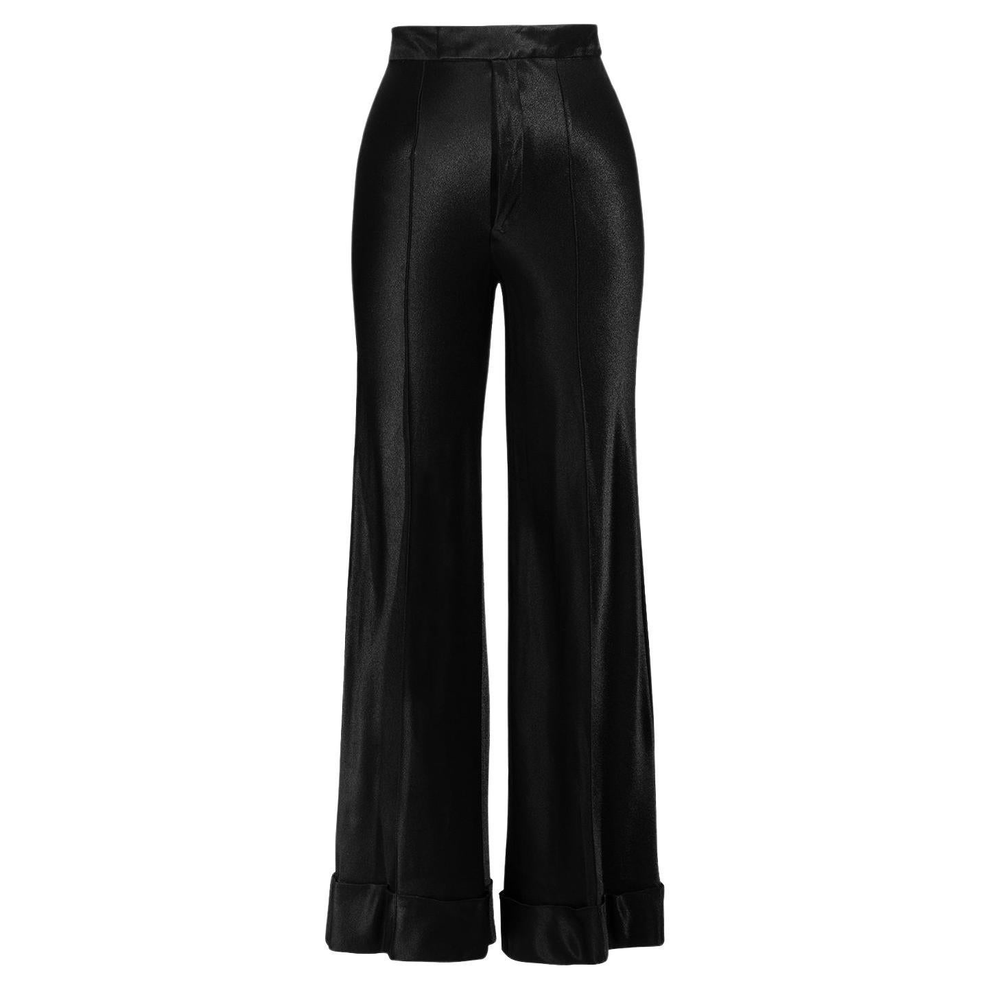 A/W 1995 John Galliano Black Silk Trousers For Sale