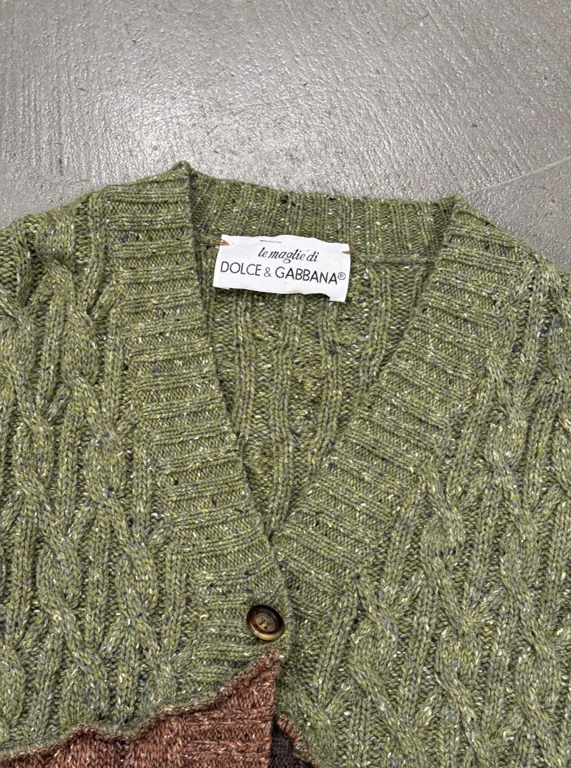 Marrone Maglione ricostruito patchwork Dolce & Gabbana A/I 1996 in vendita