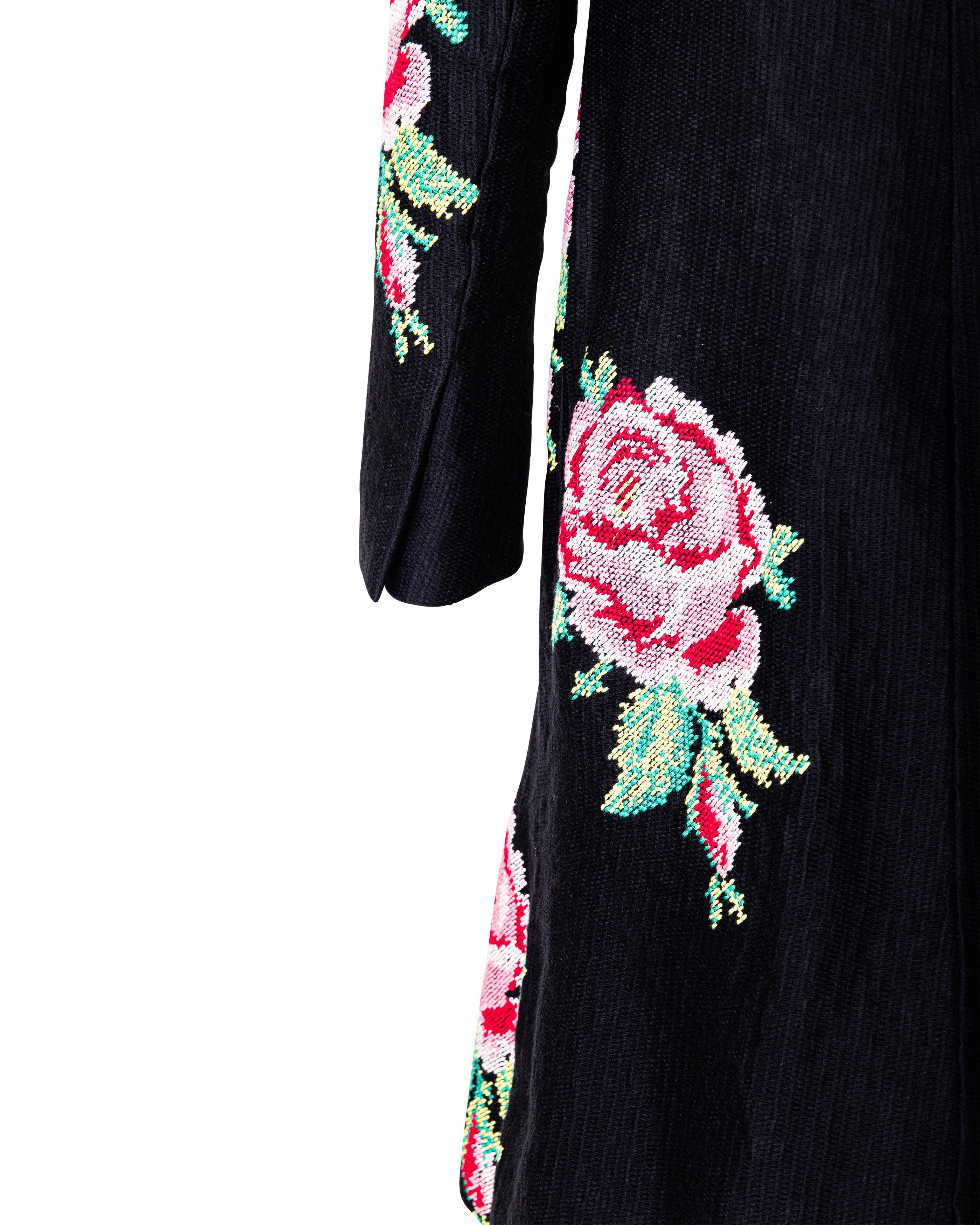 A/W 1996 Givenchy Haute Couture by John Galliano Embroidered Rose Print Coat 3