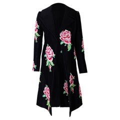 A/W 1996 Givenchy Haute Couture by John Galliano Embroidered Rose Print Coat