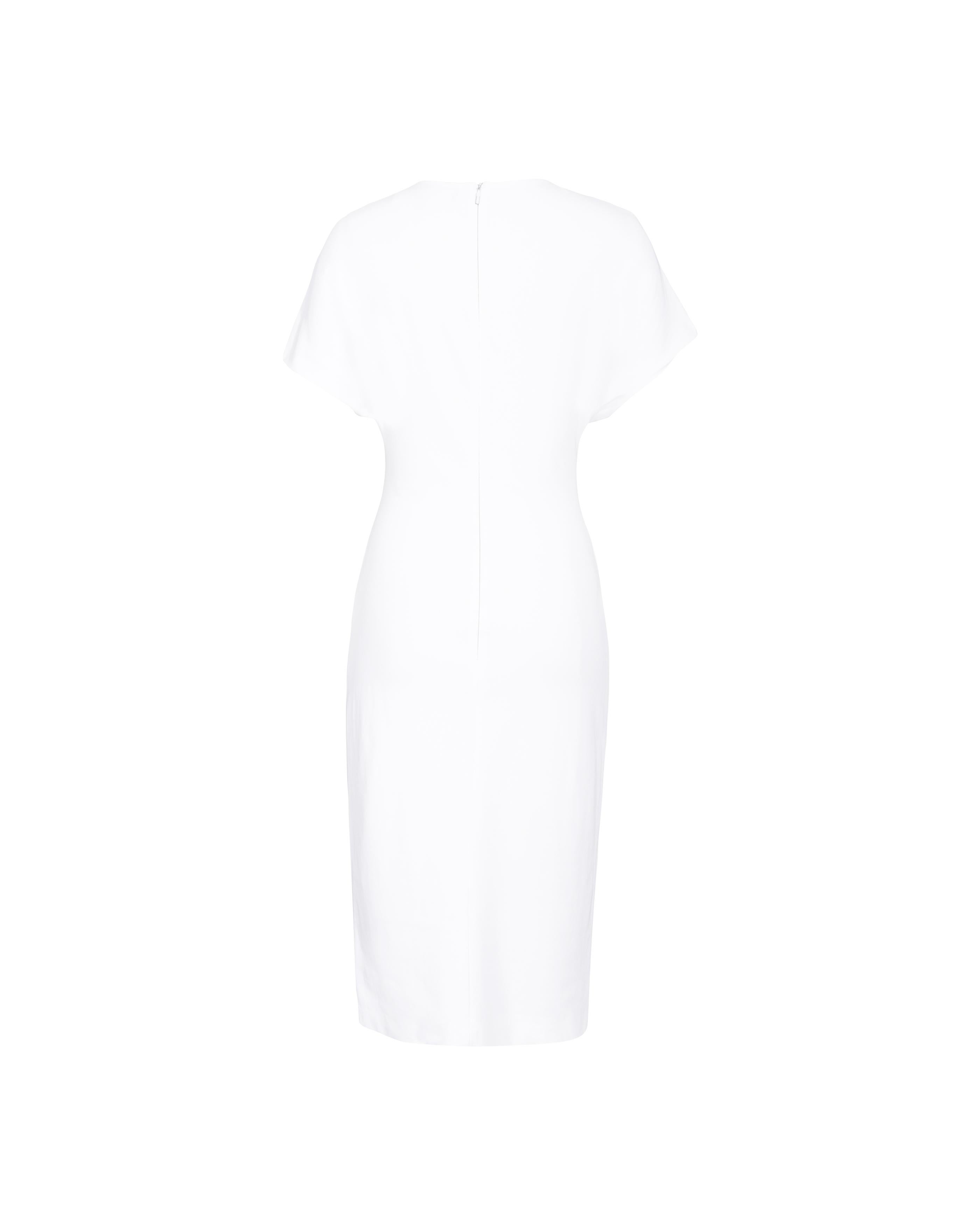 Women's A/W 1996 Gucci by Tom Ford White Cap Sleeve Knee-Length Jersey Dress