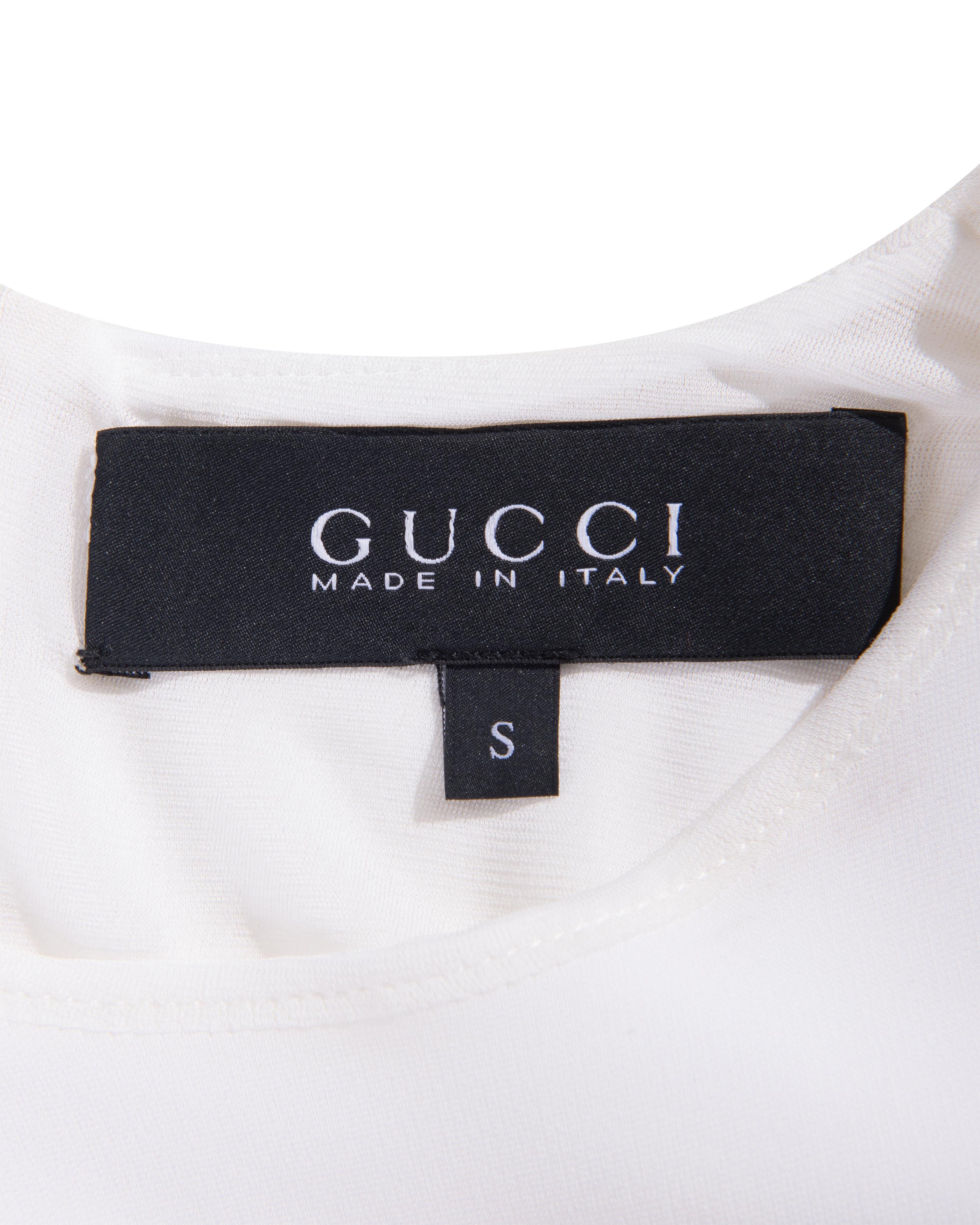 A/W 1996 Gucci by Tom Ford White Cap Sleeve Knee-Length Jersey Dress 2