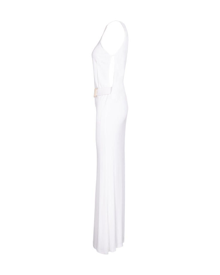 A/W 1996 Gucci by Tom Ford White Gown with Curved Gold Belt at 1stDibs A/W 1996 Gucci by Tom Ford White Gown with Curved Gold Belt at 1stDibs