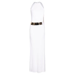 A/W 1996 Gucci by Tom Ford White Gown with Curved Gold Belt