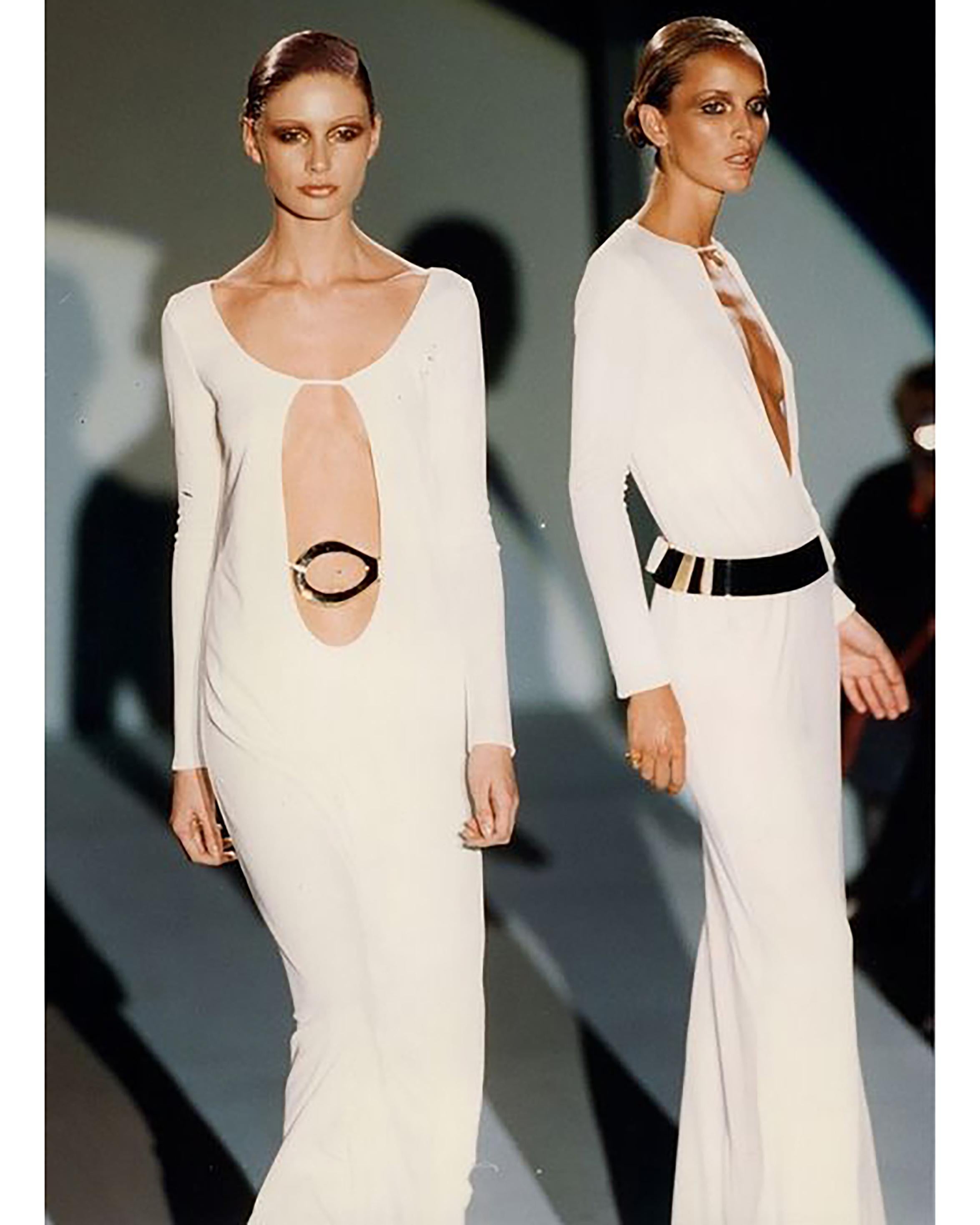 A/W 1996 Gucci by Tom Ford White Jersey Long Sleeve Gown 8