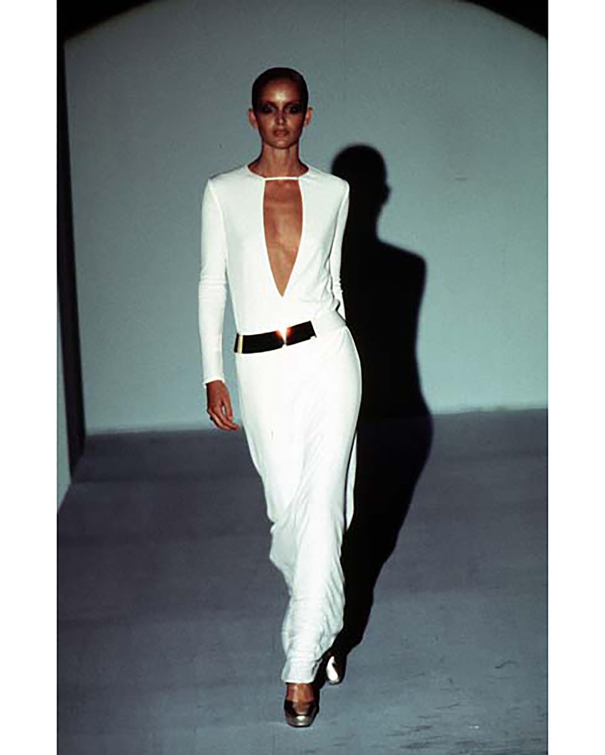 A/W 1996 Gucci by Tom Ford White Jersey Long Sleeve Gown 10