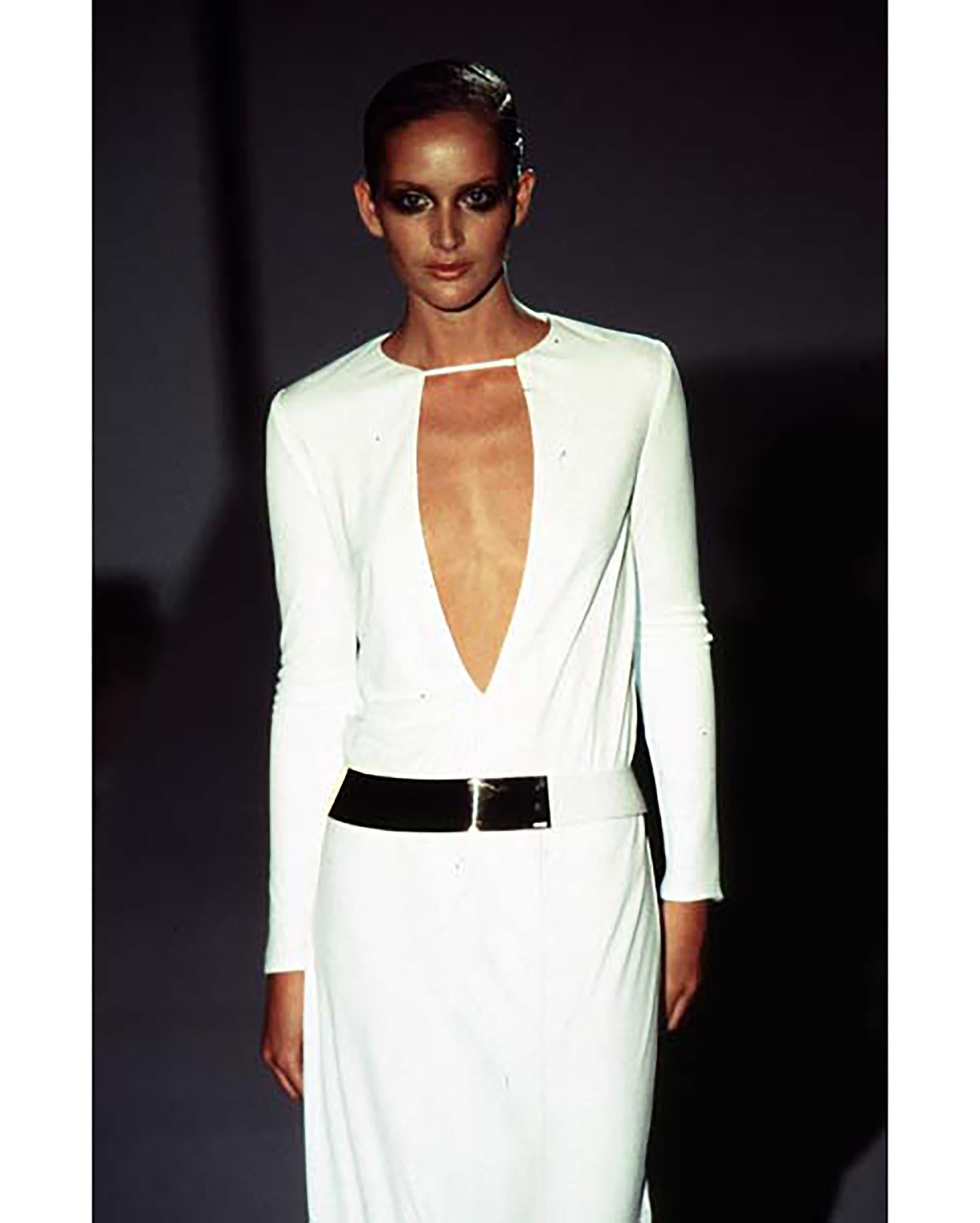 A/W 1996 Gucci by Tom Ford White Jersey Long Sleeve Gown 12