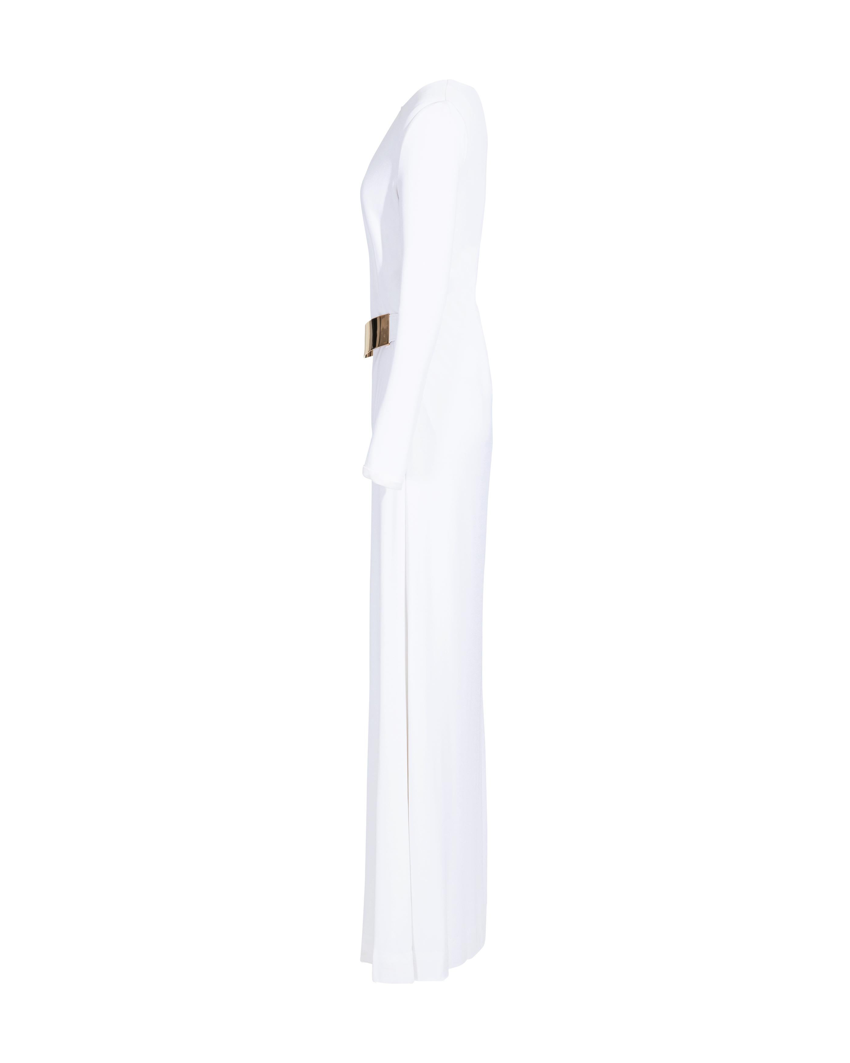 A/W 1996 Gucci by Tom Ford White Jersey Long Sleeve Gown In Good Condition In North Hollywood, CA