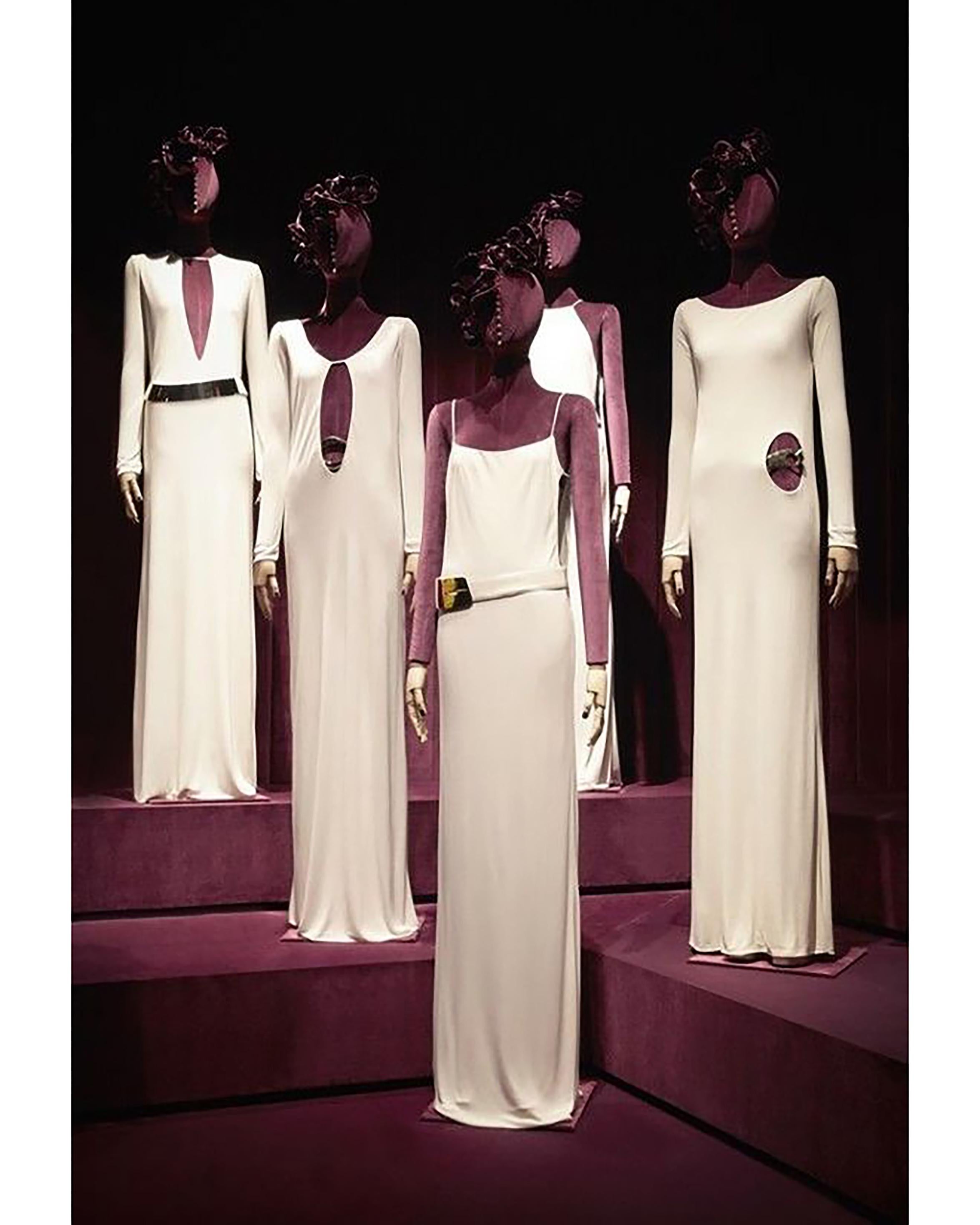 A/W 1996 Gucci by Tom Ford White Jersey Long Sleeve Gown 3