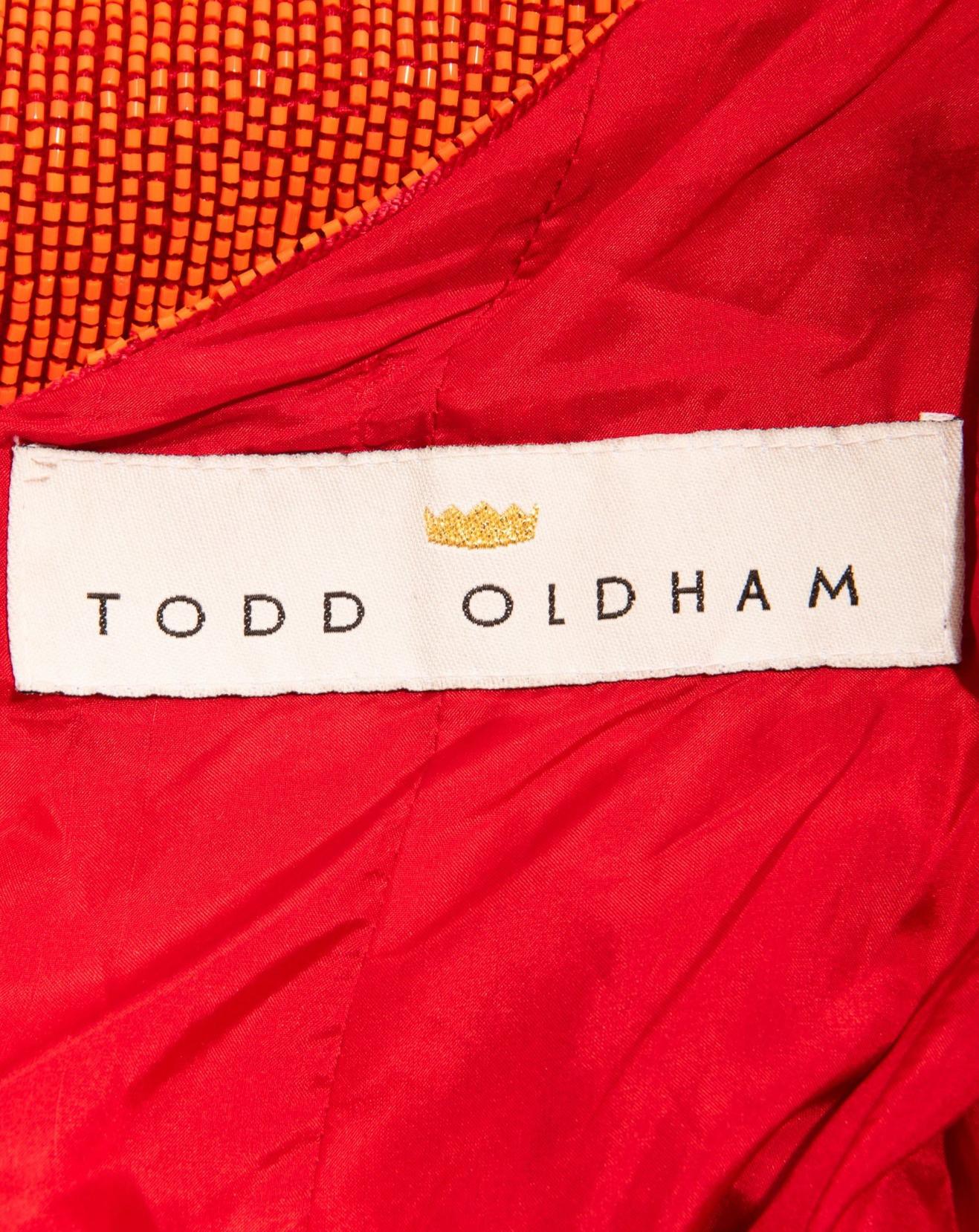 A/W 1996 Todd Oldham Red and Orange Beaded Gown In Good Condition In North Hollywood, CA
