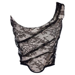 A/W 1996 Vivienne Westwood Black Lace Asymmetrical One-Shoulder Corset