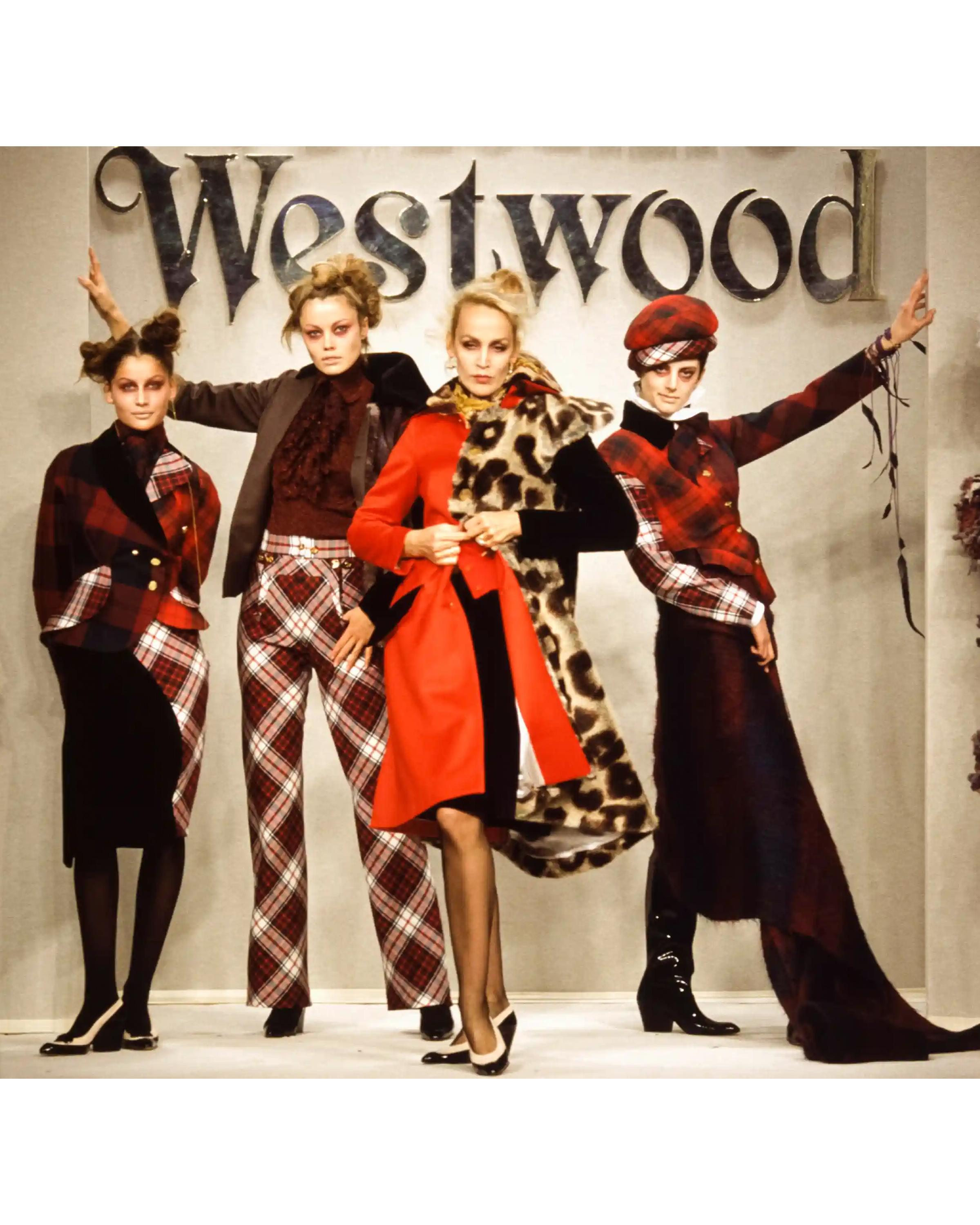 A/W 1996 Vivienne Westwood Red and Leopard Print Contrast Coat For Sale 7