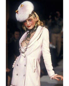A/W 1997 Christian Dior by Galliano Pink Boucle Double-Breasted Blazer Dress