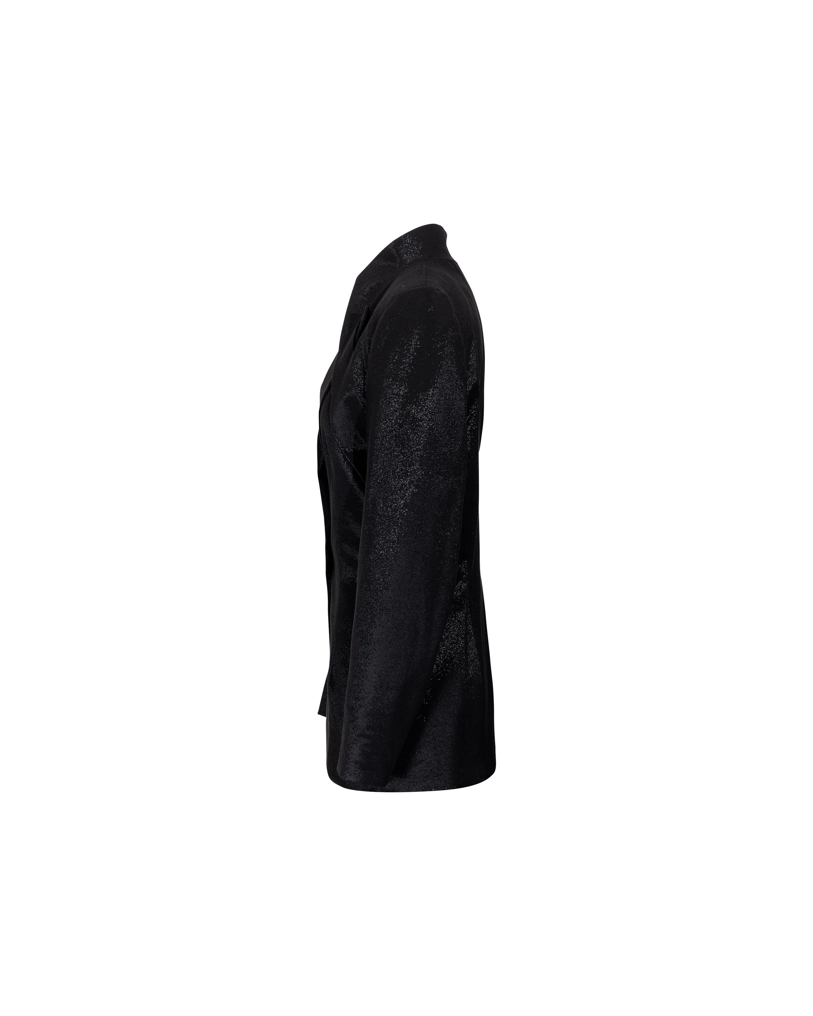 A/W 1997 Givenchy by Alexander McQueen Black Metallic Skirt Suit Set 10