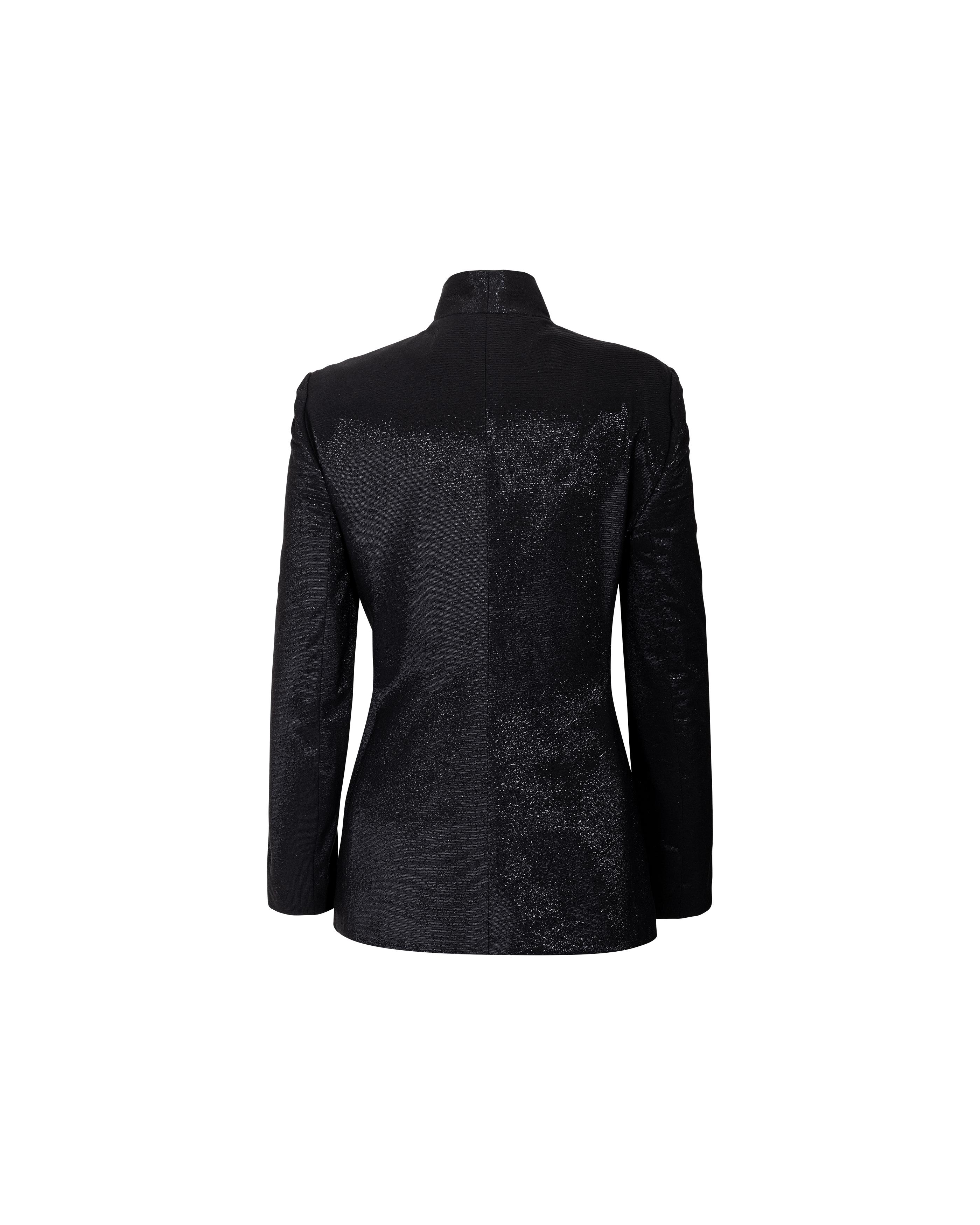 A/W 1997 Givenchy by Alexander McQueen Black Metallic Skirt Suit Set 11