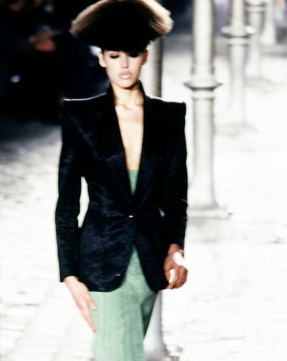 A/W 1997 Givenchy by Alexander McQueen Black Metallic Skirt Suit Set 12