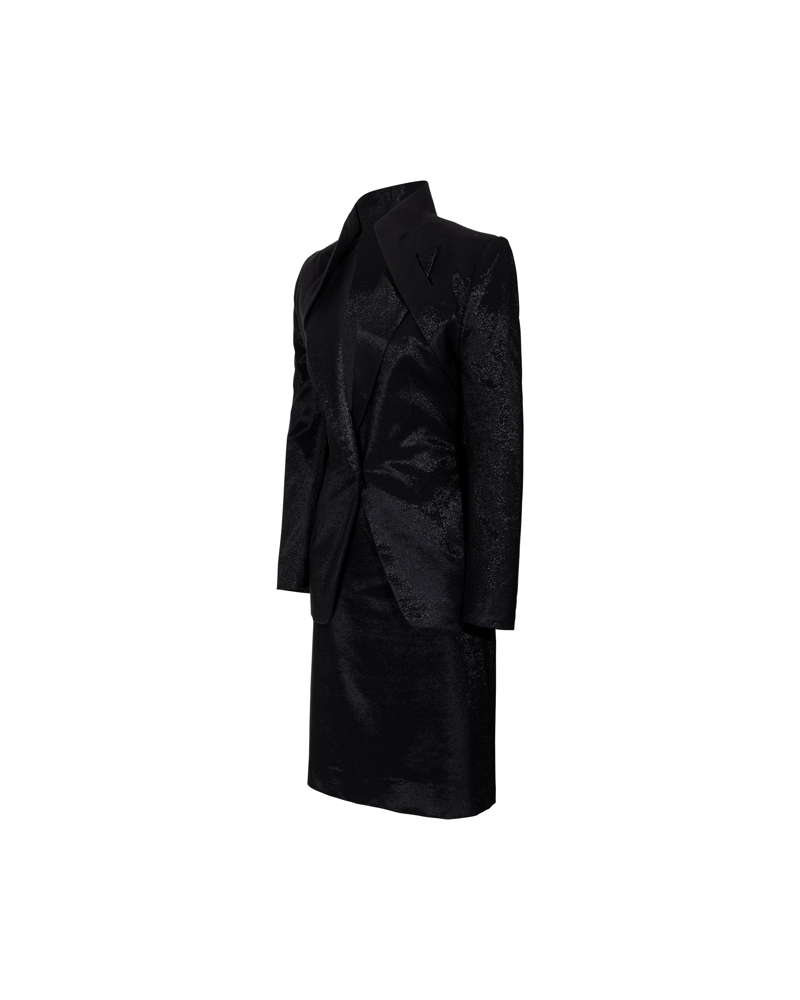 A/W 1997 Givenchy by Alexander McQueen Black Metallic Skirt Suit Set In Excellent Condition In North Hollywood, CA