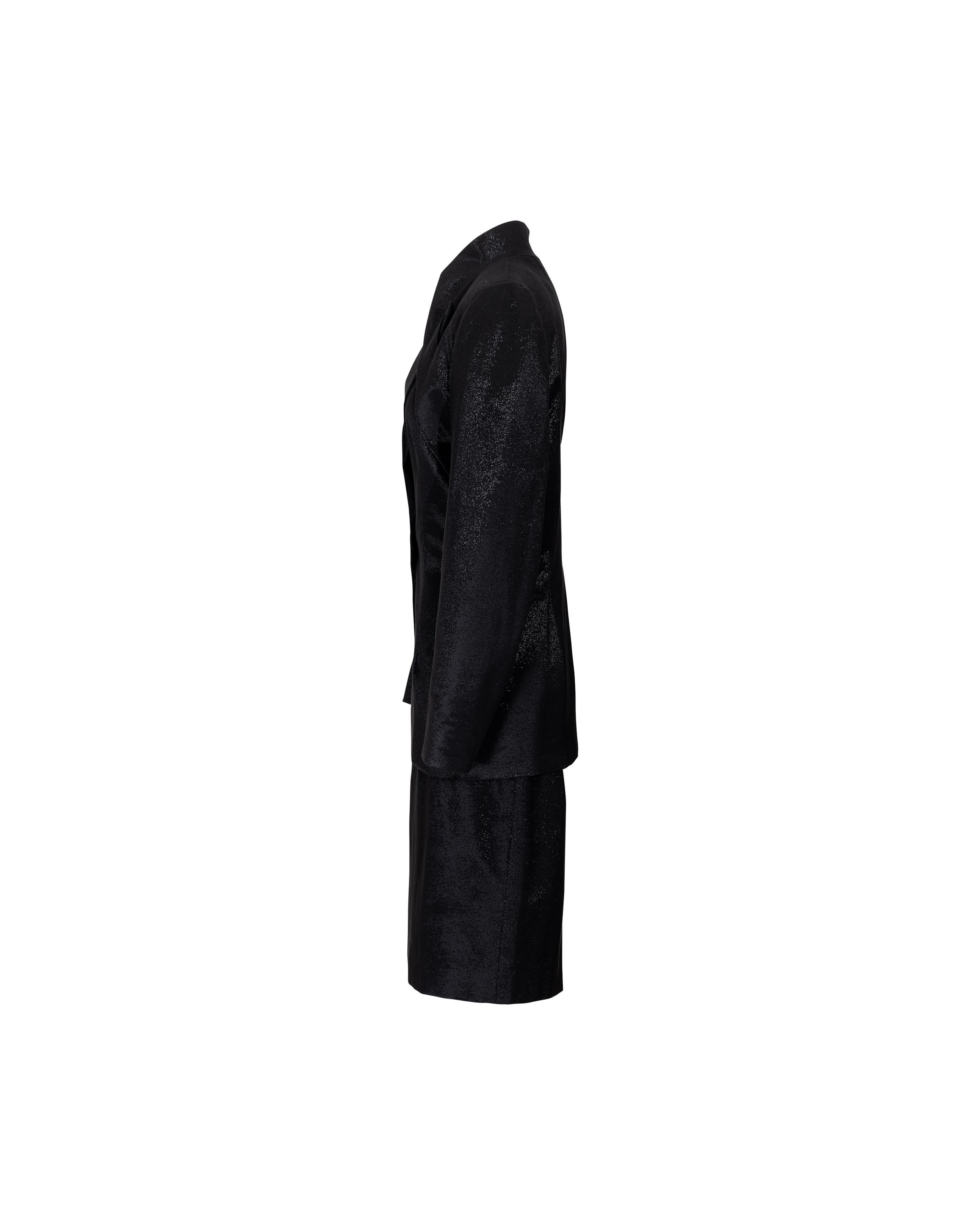 Women's A/W 1997 Givenchy by Alexander McQueen Black Metallic Skirt Suit Set