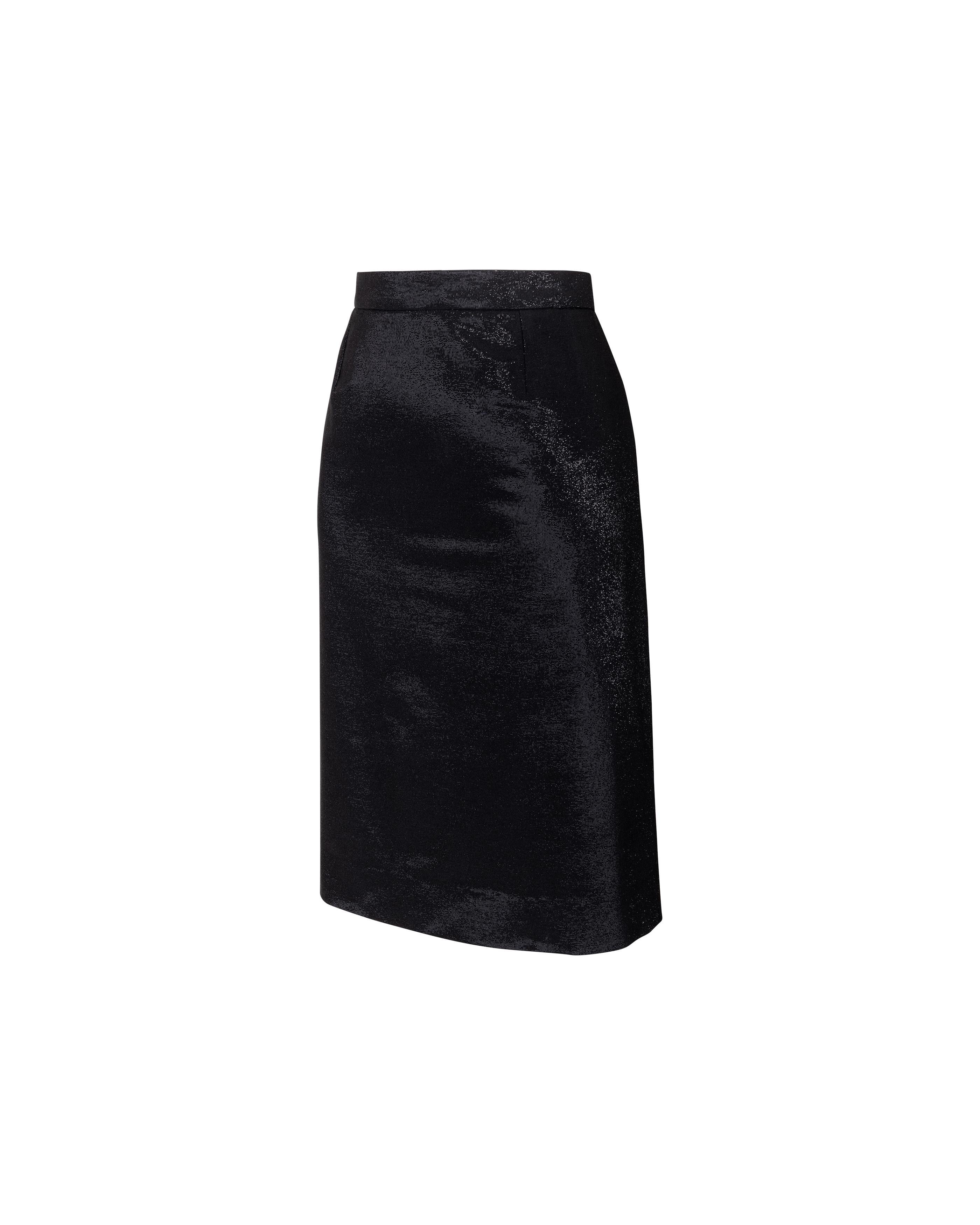A/W 1997 Givenchy by Alexander McQueen Black Metallic Skirt Suit Set 3