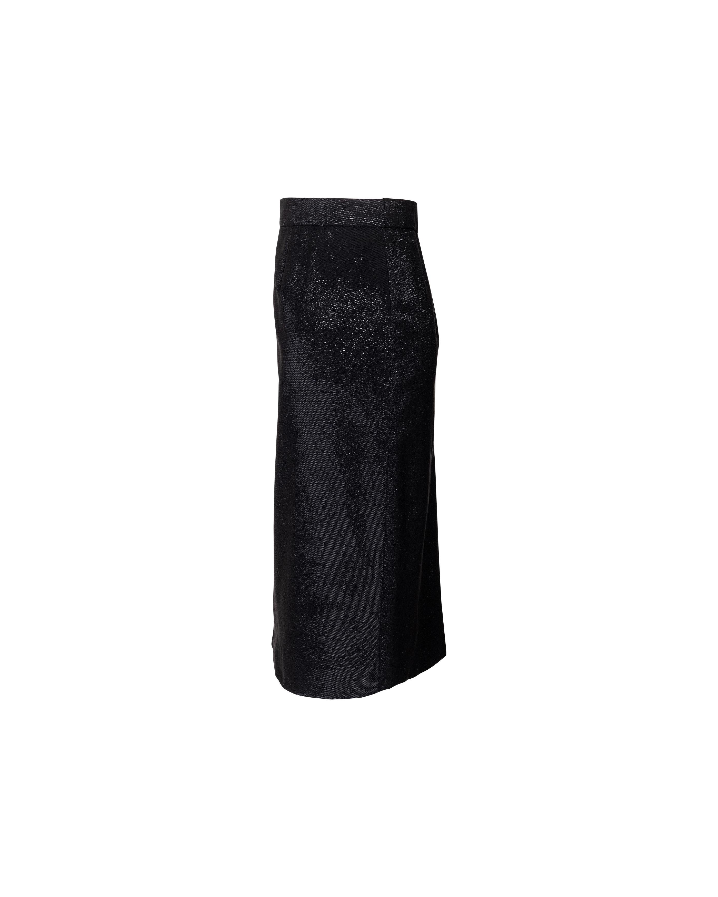 A/W 1997 Givenchy by Alexander McQueen Black Metallic Skirt Suit Set 4