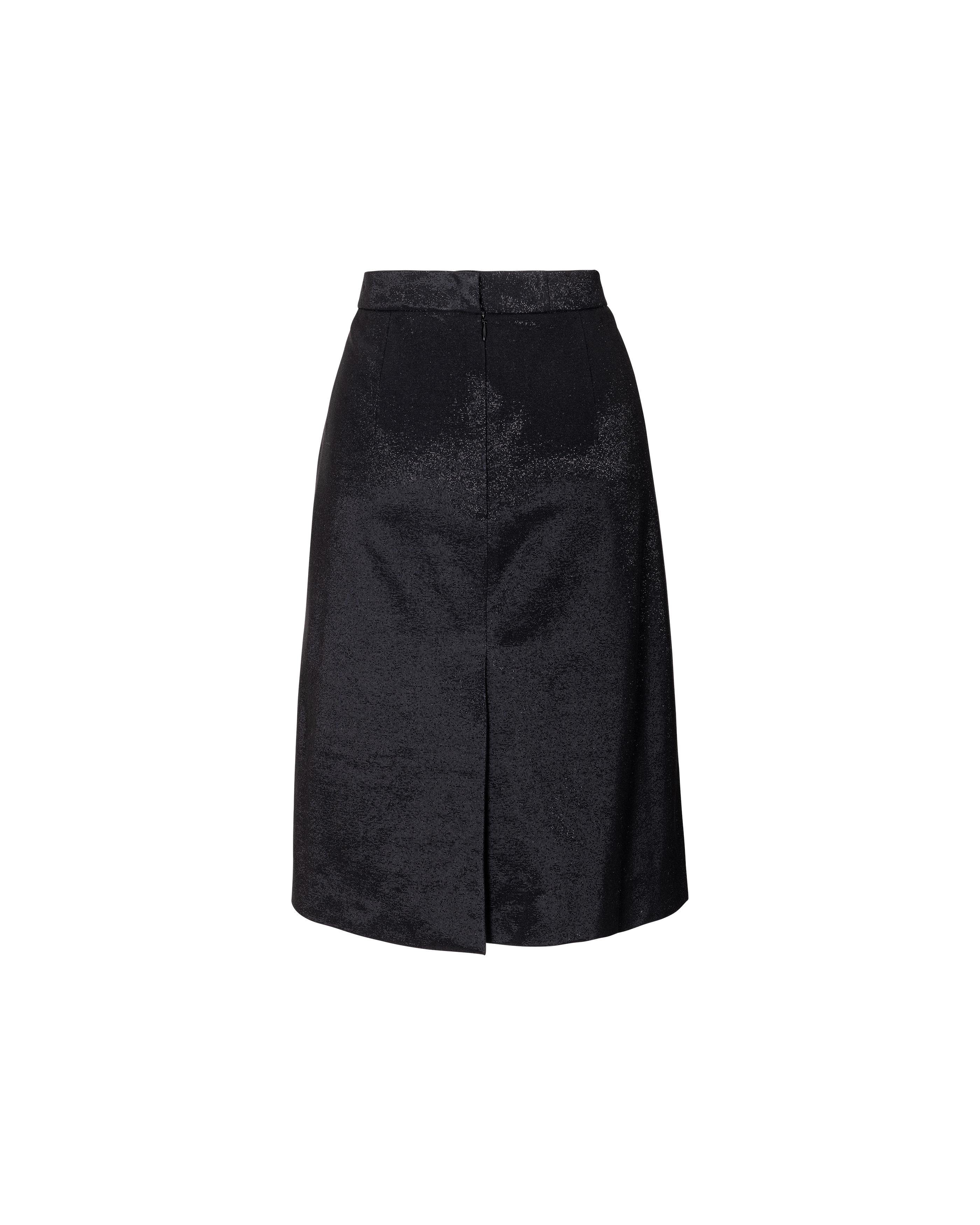 A/W 1997 Givenchy by Alexander McQueen Black Metallic Skirt Suit Set 5