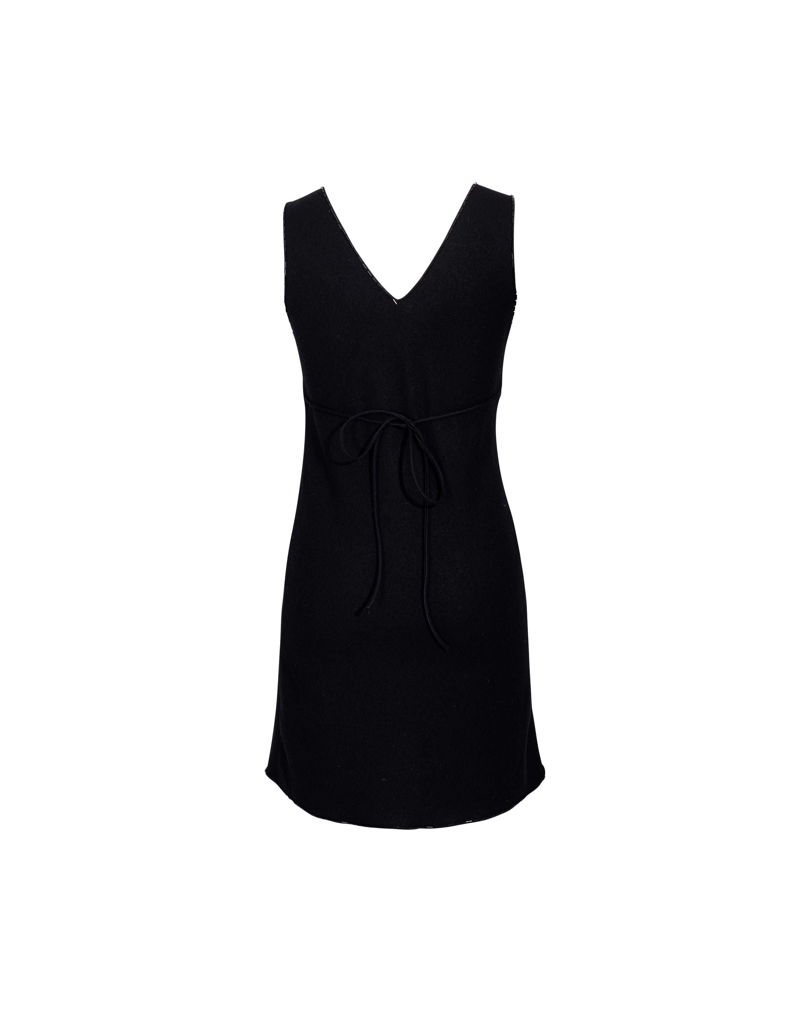 A/W 1997 Prada by Miuccia Prada Black Wool Mini Dress with Beaded Trim 4