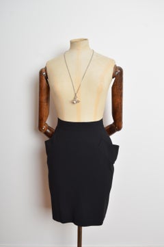 A/W 1998 1999 Vivienne Westwood Black Skirt with Oversized Buttons.