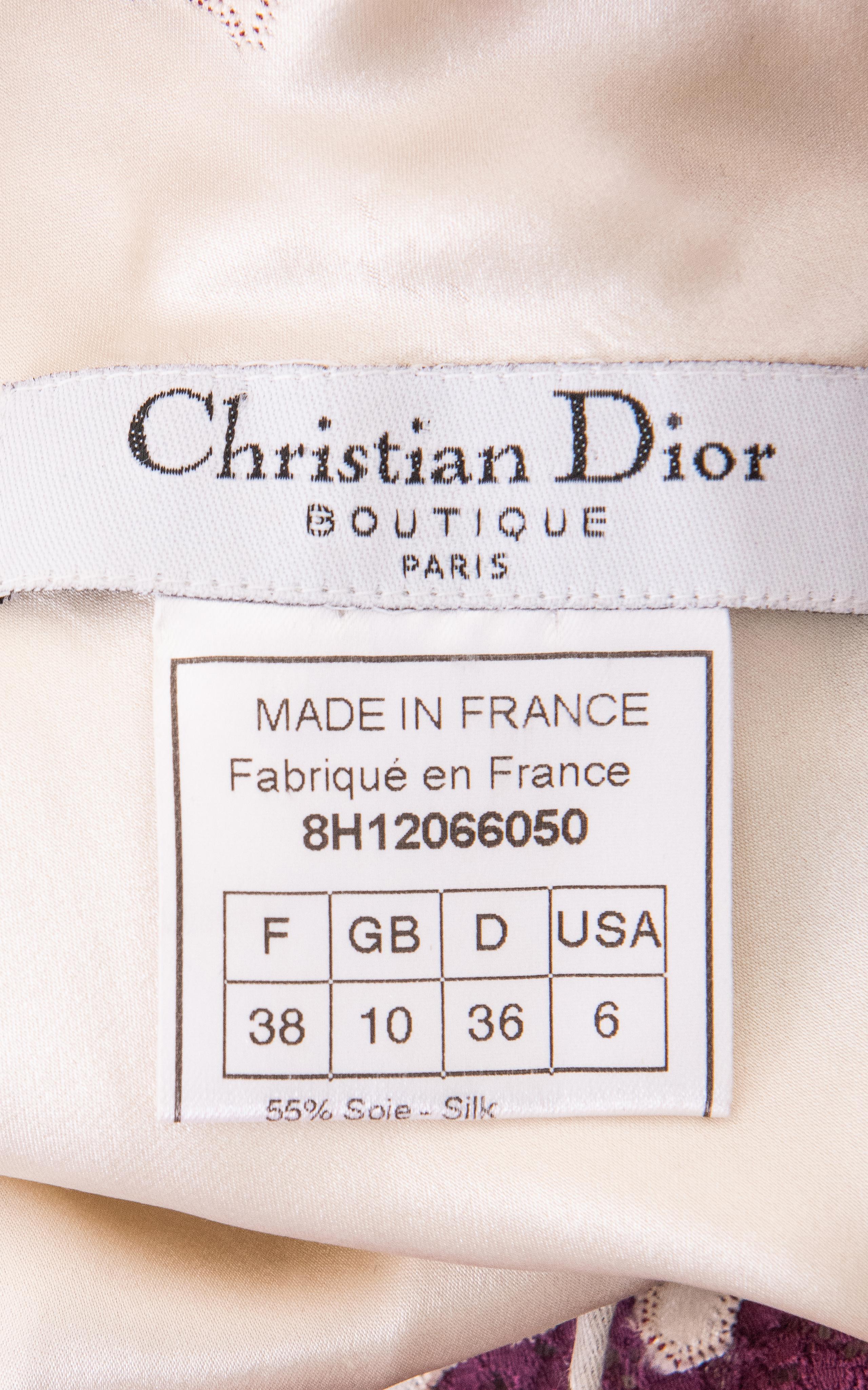 A/W 1998 Christian Dior White Floral Print Lace and Silk Slip Gown 7