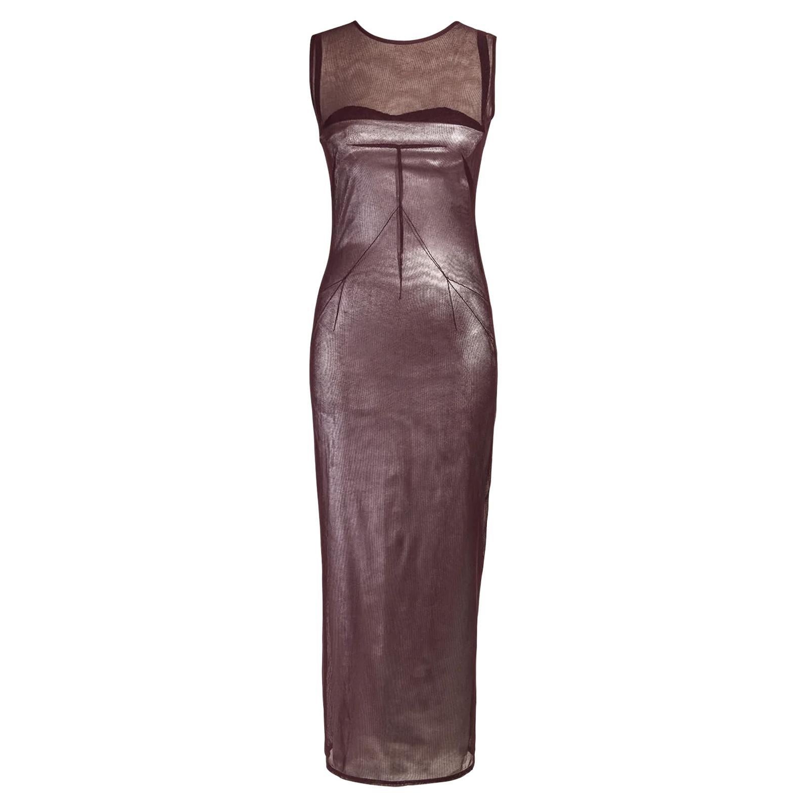 A/W 1998 Dolce & Gabbana Purple and Silver Layered Midi Dress