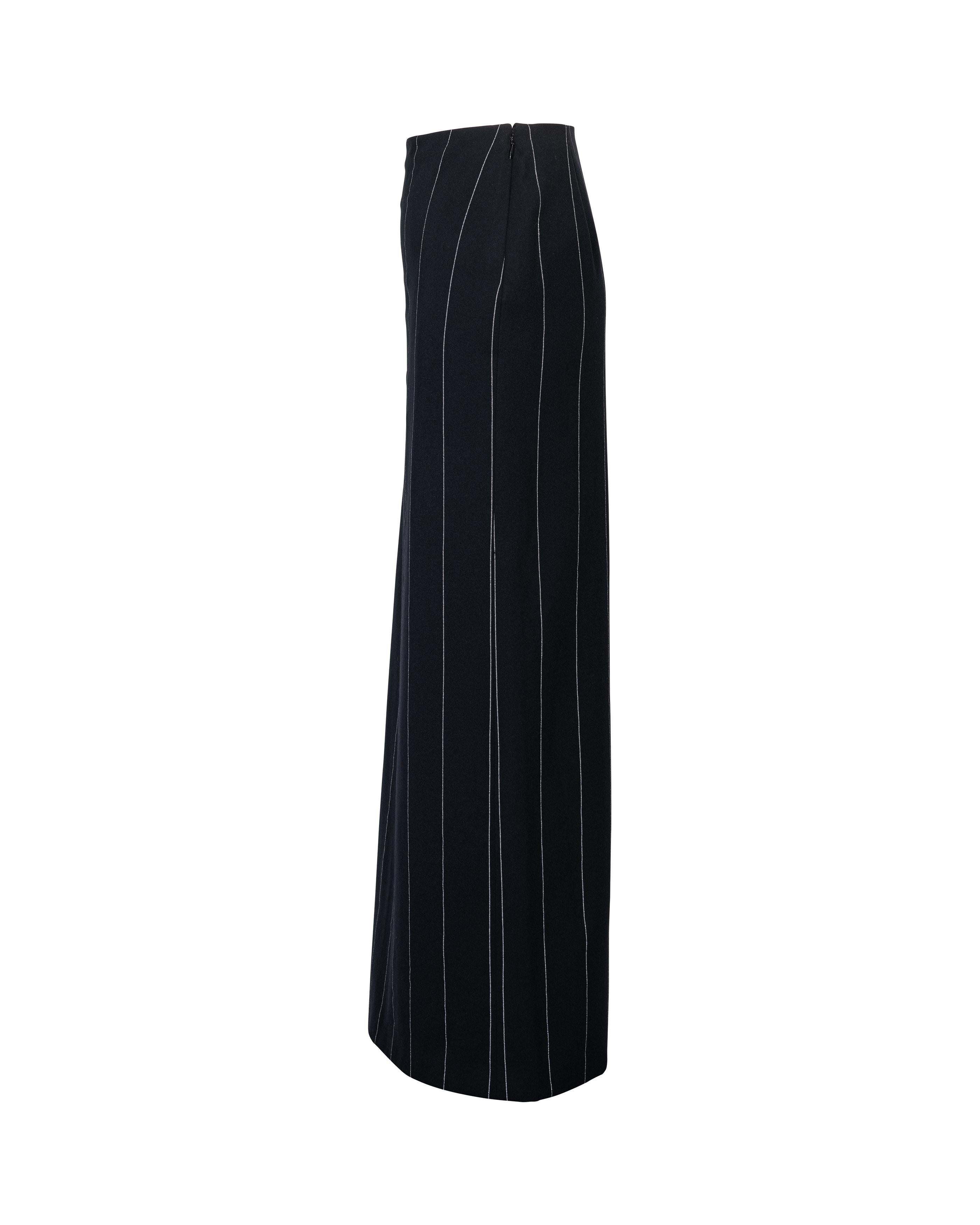 A/W 1998 Gianni Versace Deep Navy Pinstripe Skirt In Excellent Condition In North Hollywood, CA