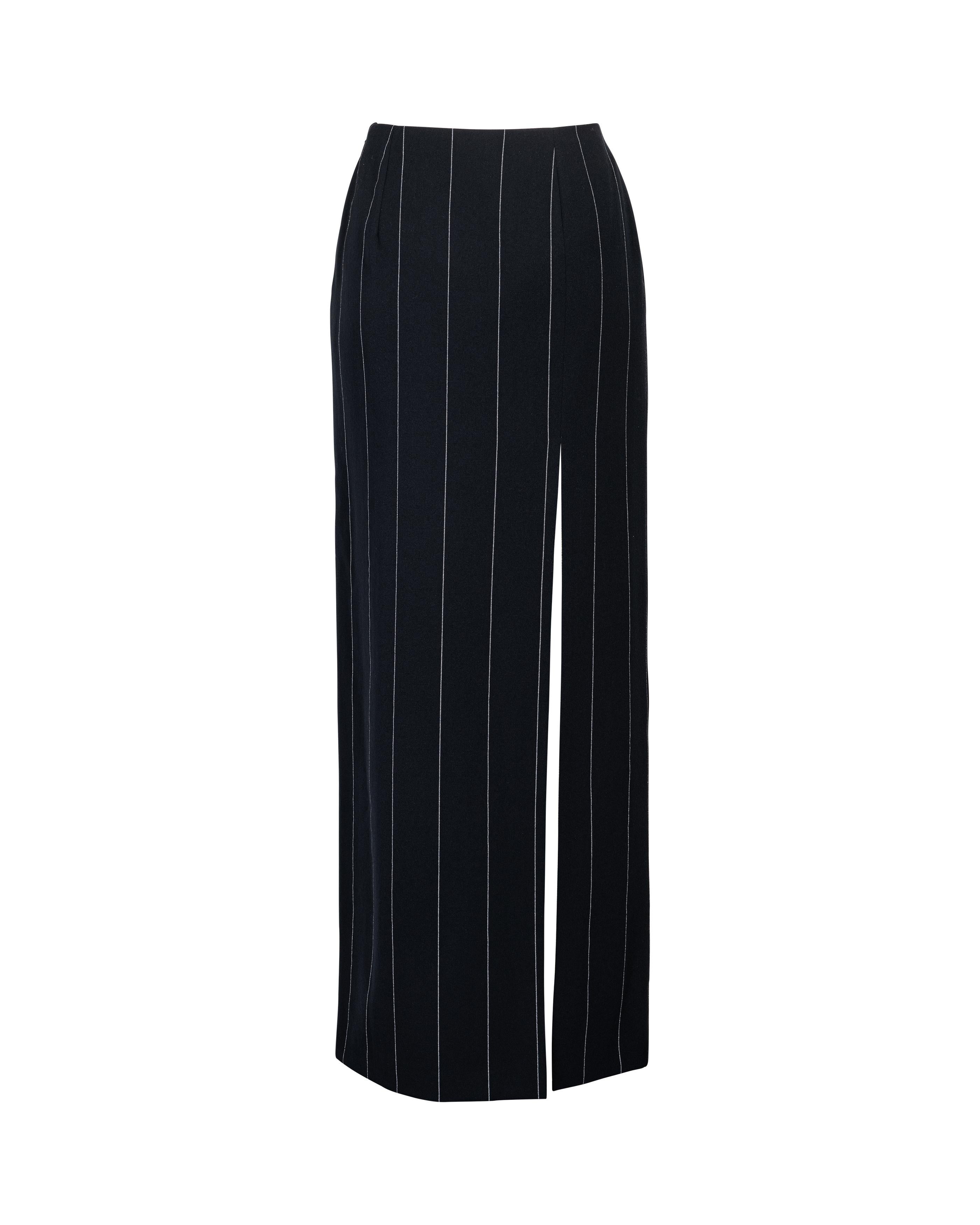 Women's A/W 1998 Gianni Versace Deep Navy Pinstripe Skirt