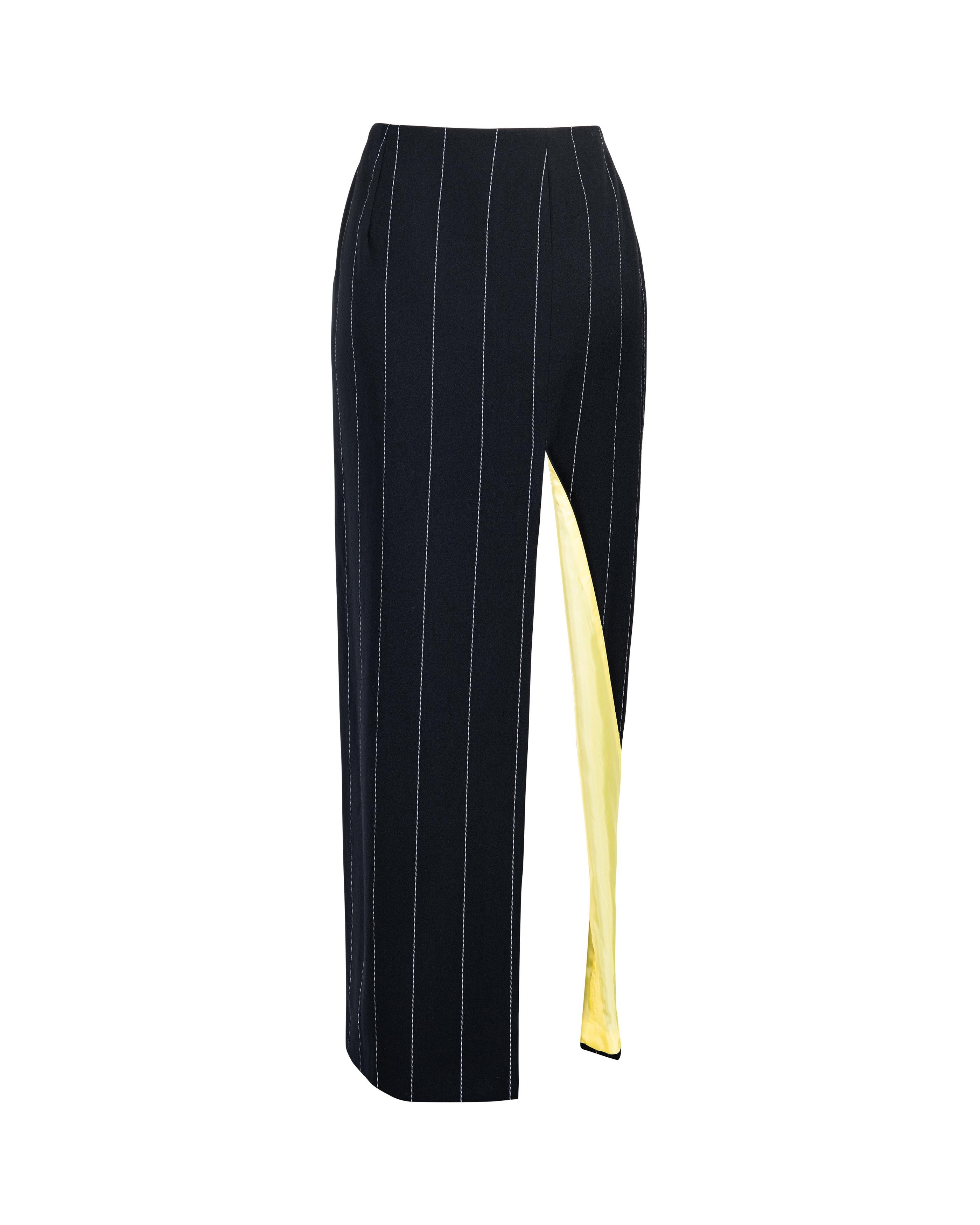 A/W 1998 Gianni Versace Deep Navy Pinstripe Skirt 1