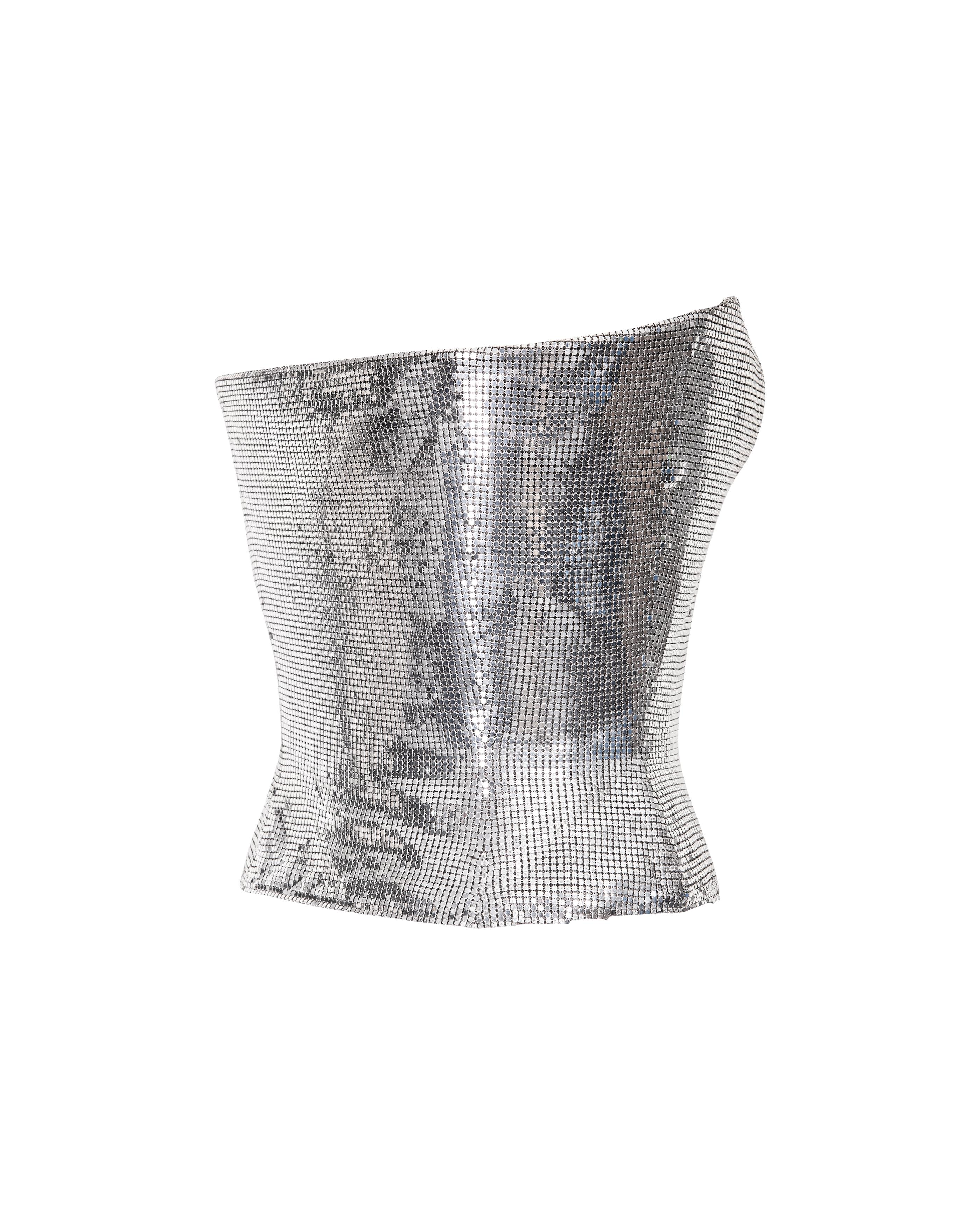 Women's A/W 1998 Gianni Versace Silver Oroton Chainmail Corset