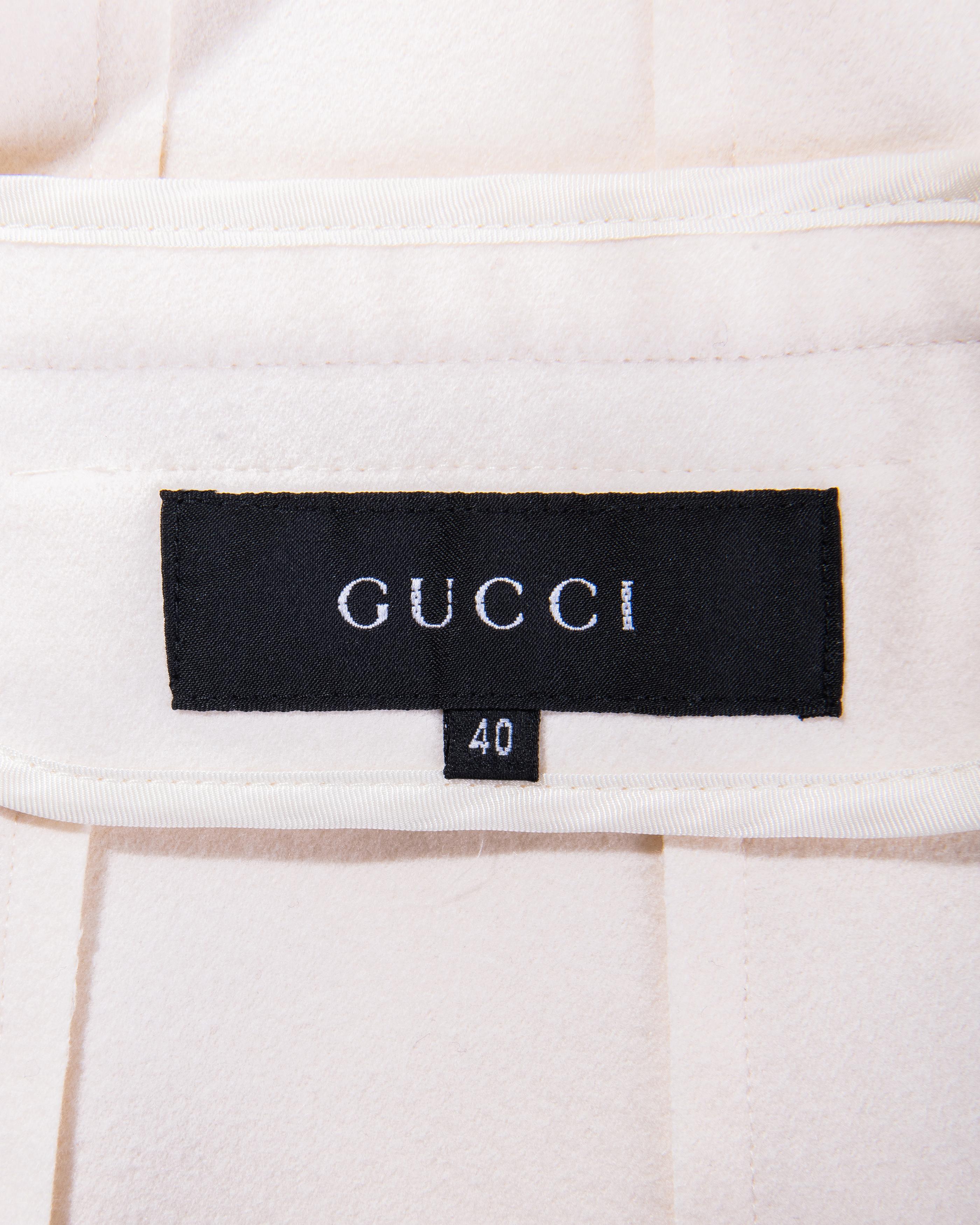 A/W 1998 Gucci by Tom Ford Ecru Wool Skirt Set 16